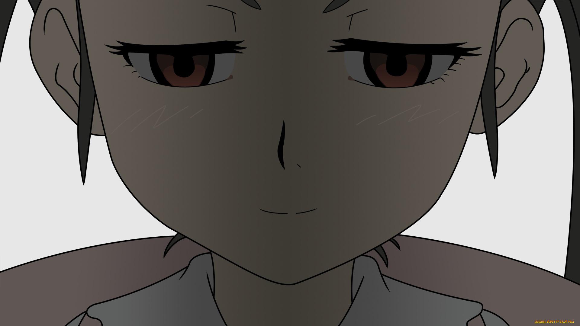 аниме, bakemonogatari, девушка, взгляд, фон