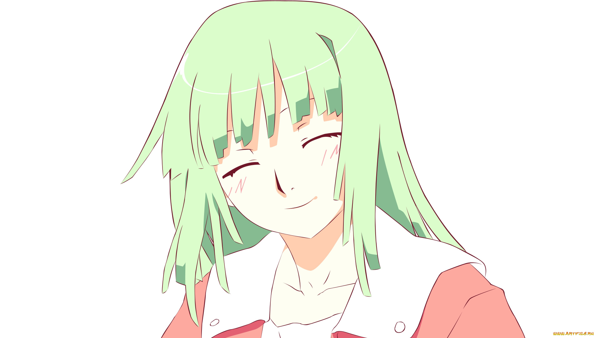 аниме, bakemonogatari, девушка, взгляд, фон