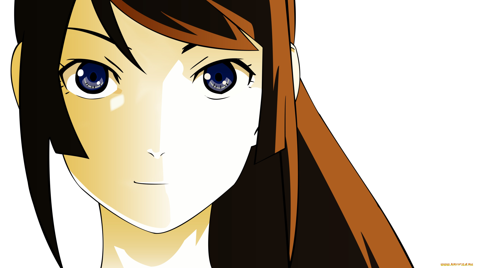 аниме, bakemonogatari, девушка, взгляд, фон