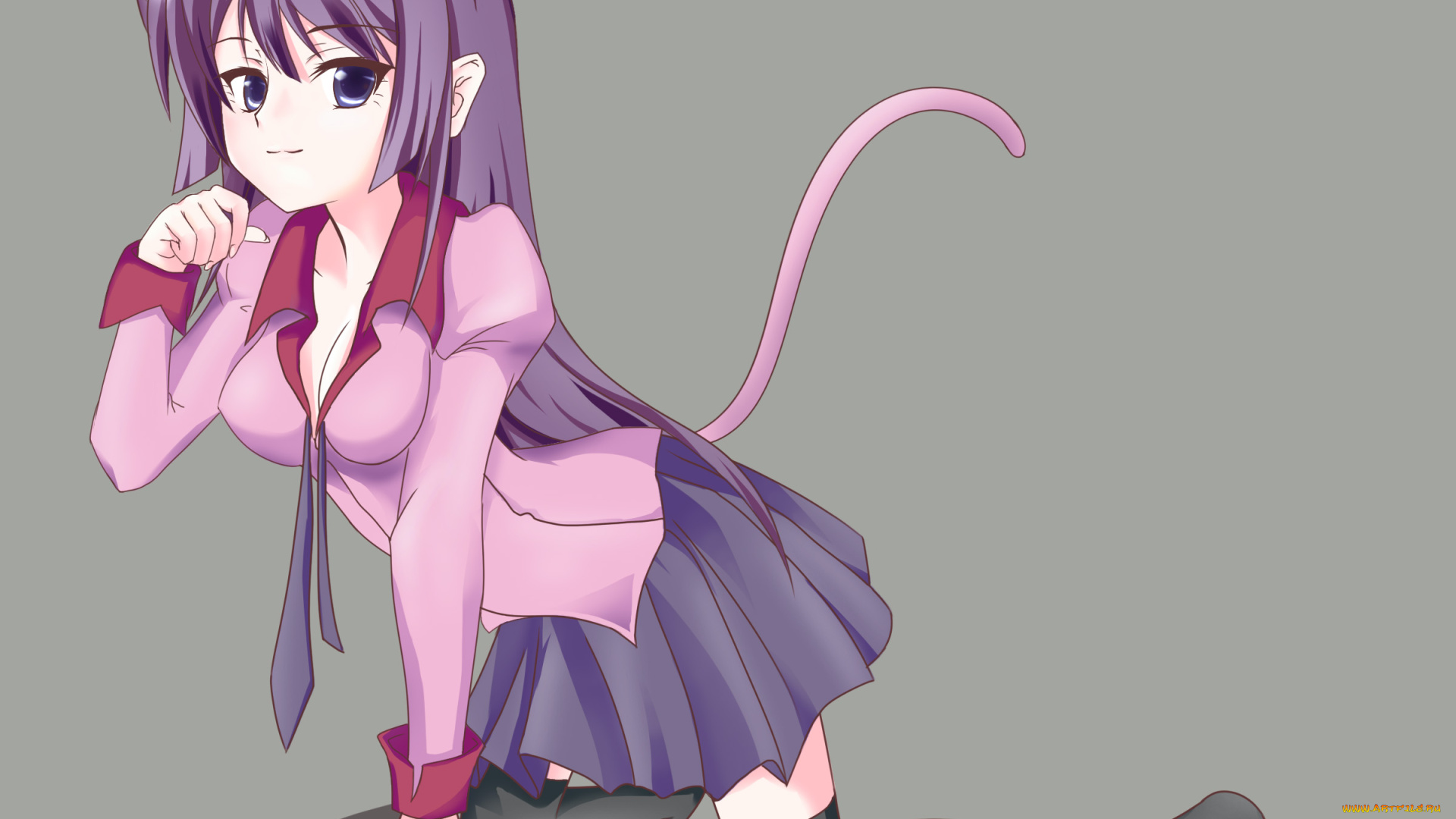 аниме, bakemonogatari, девушка, взгляд, фон