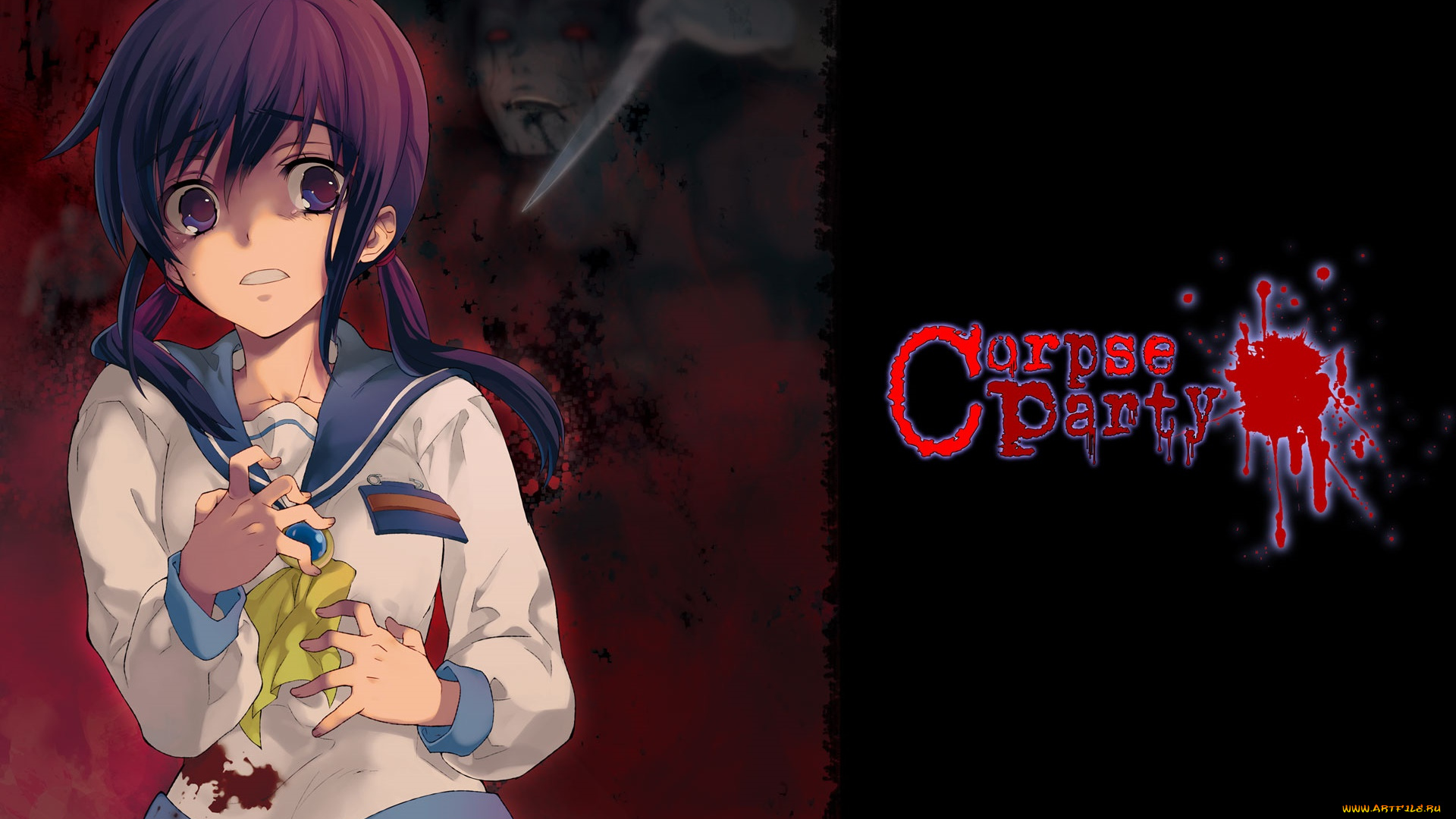 аниме, corpse, party, взгляд, девушка, фон