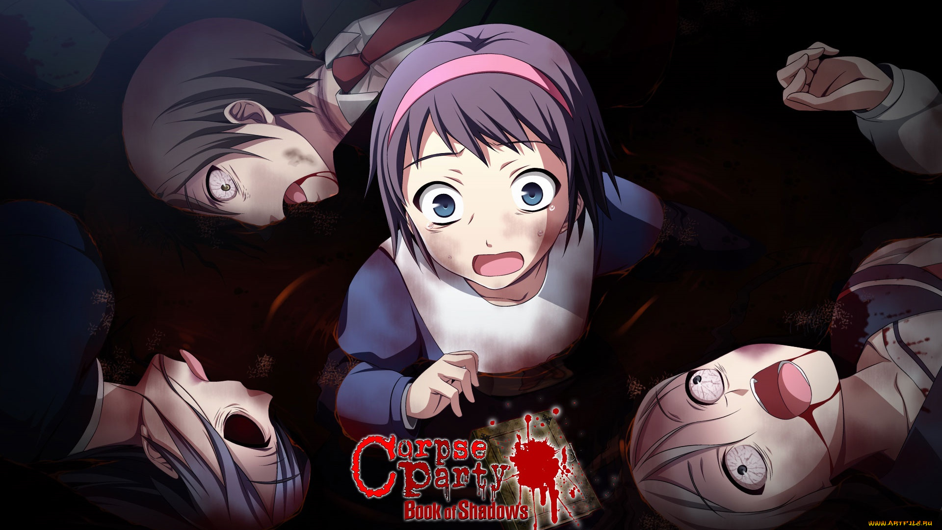 аниме, corpse, party, взгляд, фон, девушки