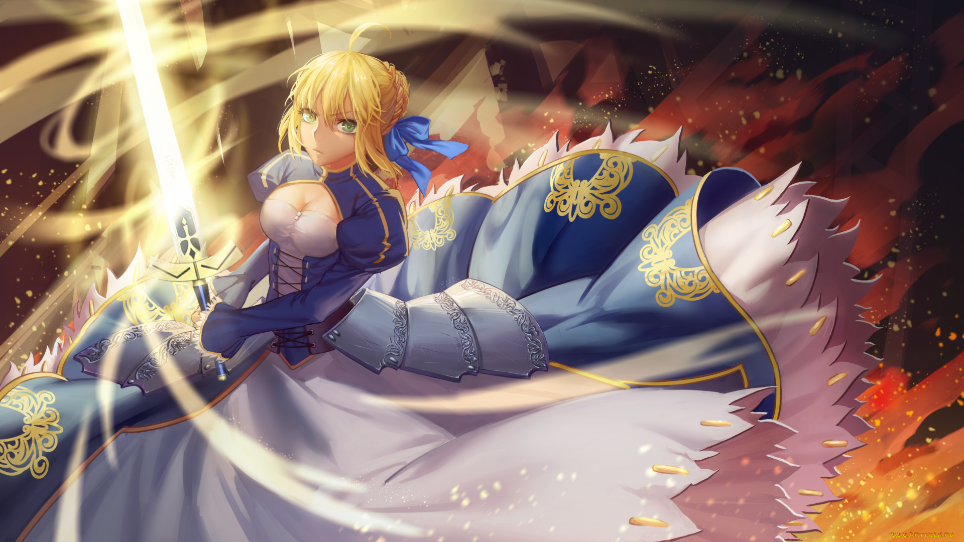 аниме, fate, stay, night, saber