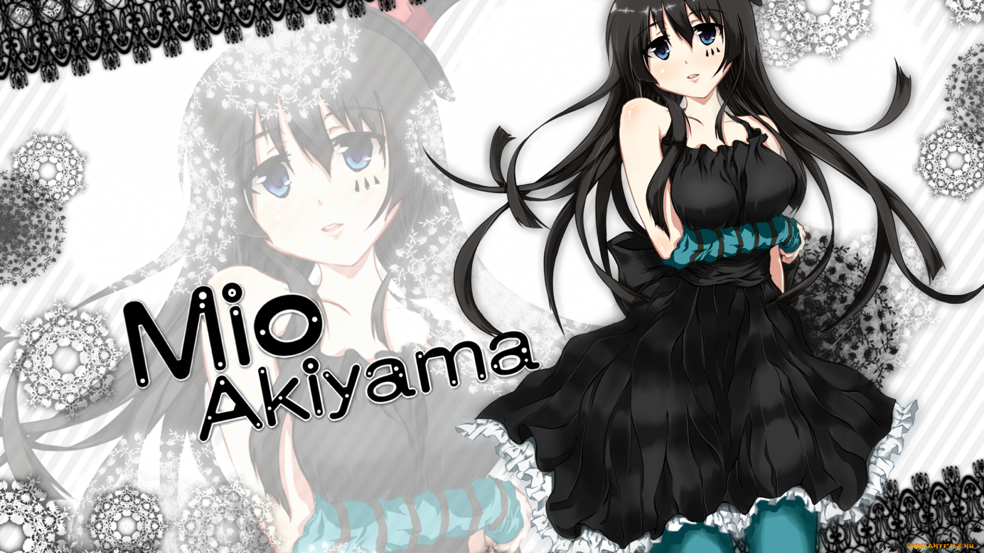 аниме, k-on, девушка, взгляд, фон