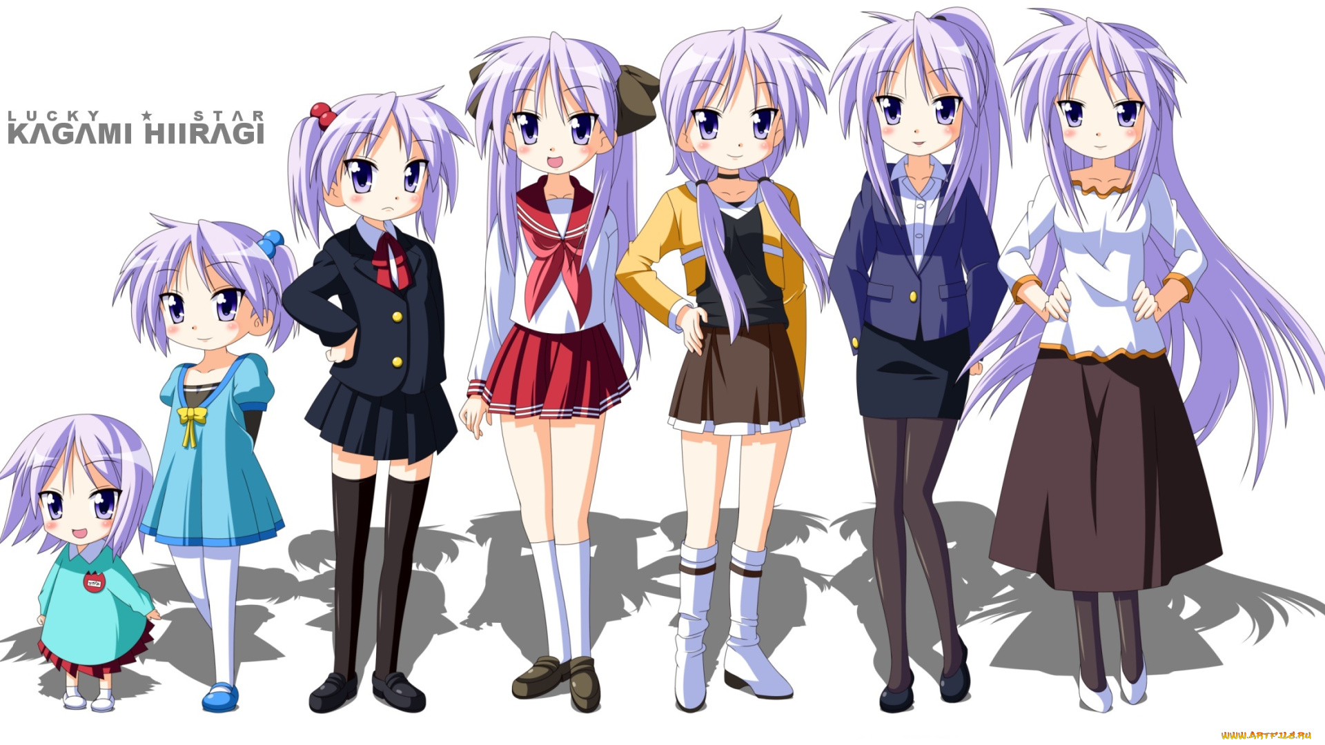 аниме, lucky, star, взгляд, фон, девушки