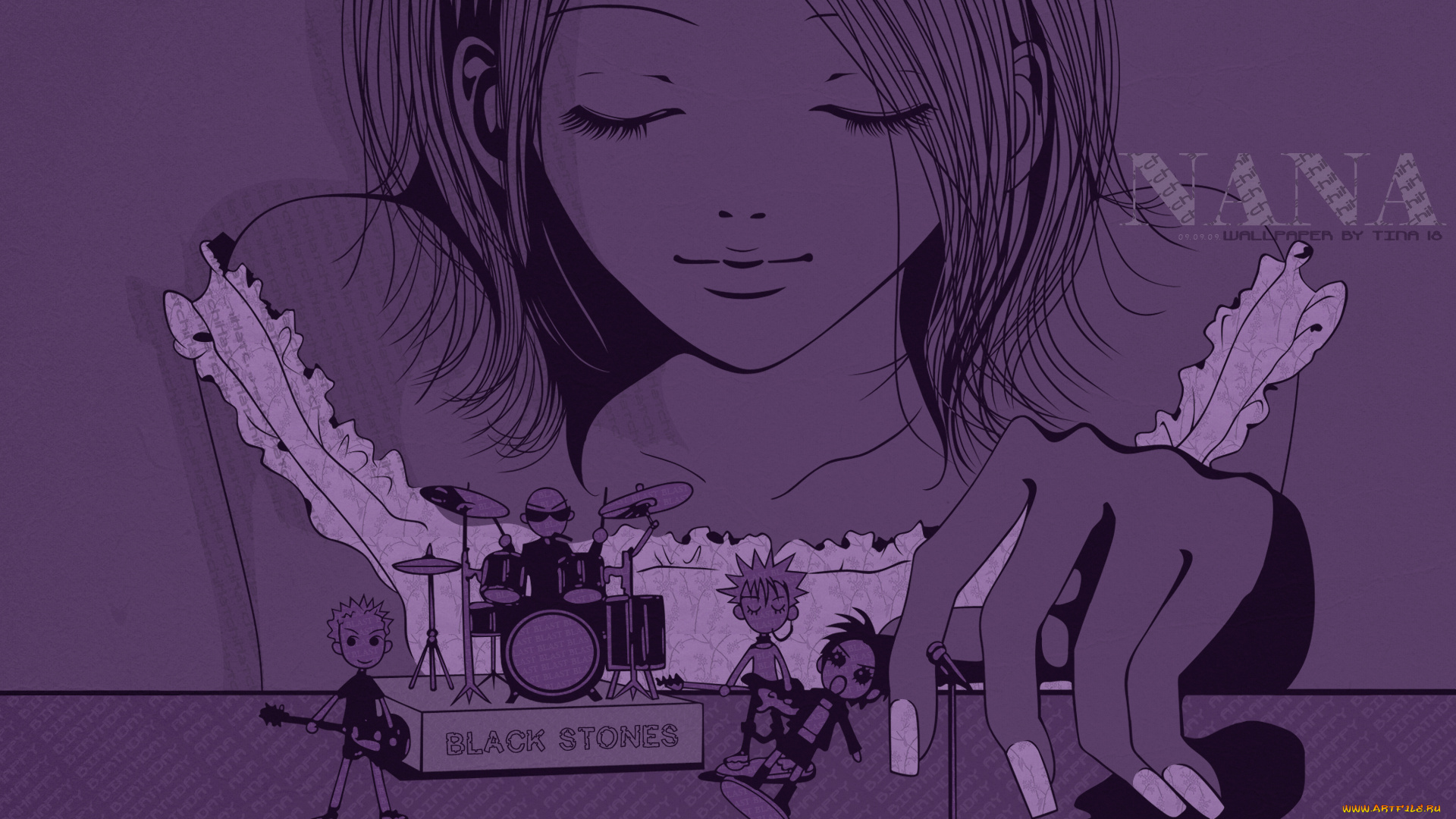 аниме, nana, взгляд, девушка, фон