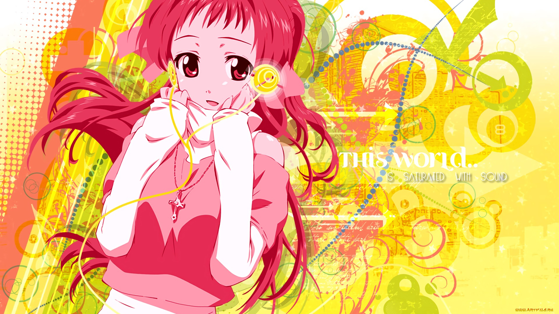 аниме, rec, девушка, взгляд, фон