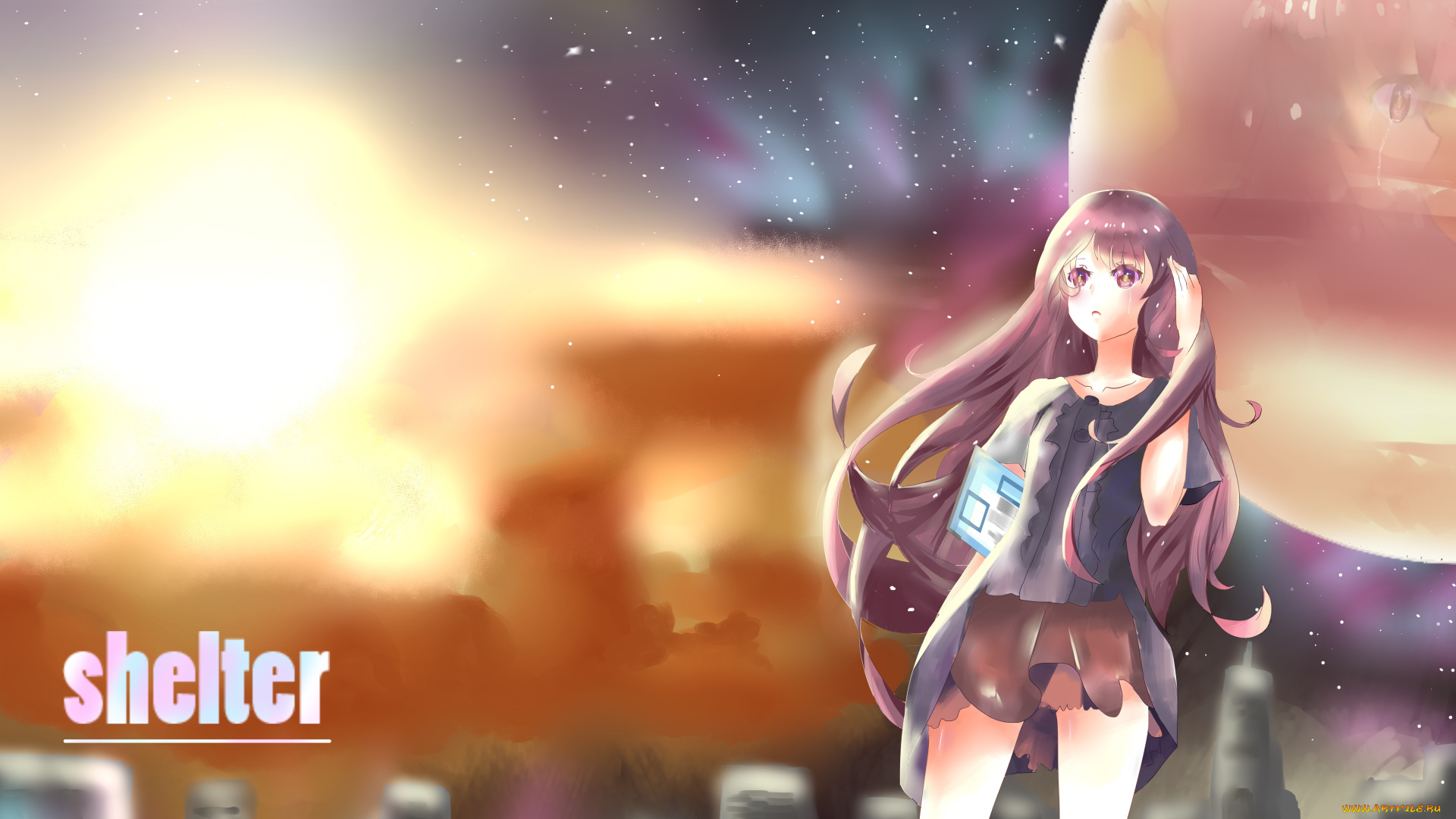 аниме, shelter, девушка, фон, взгляд