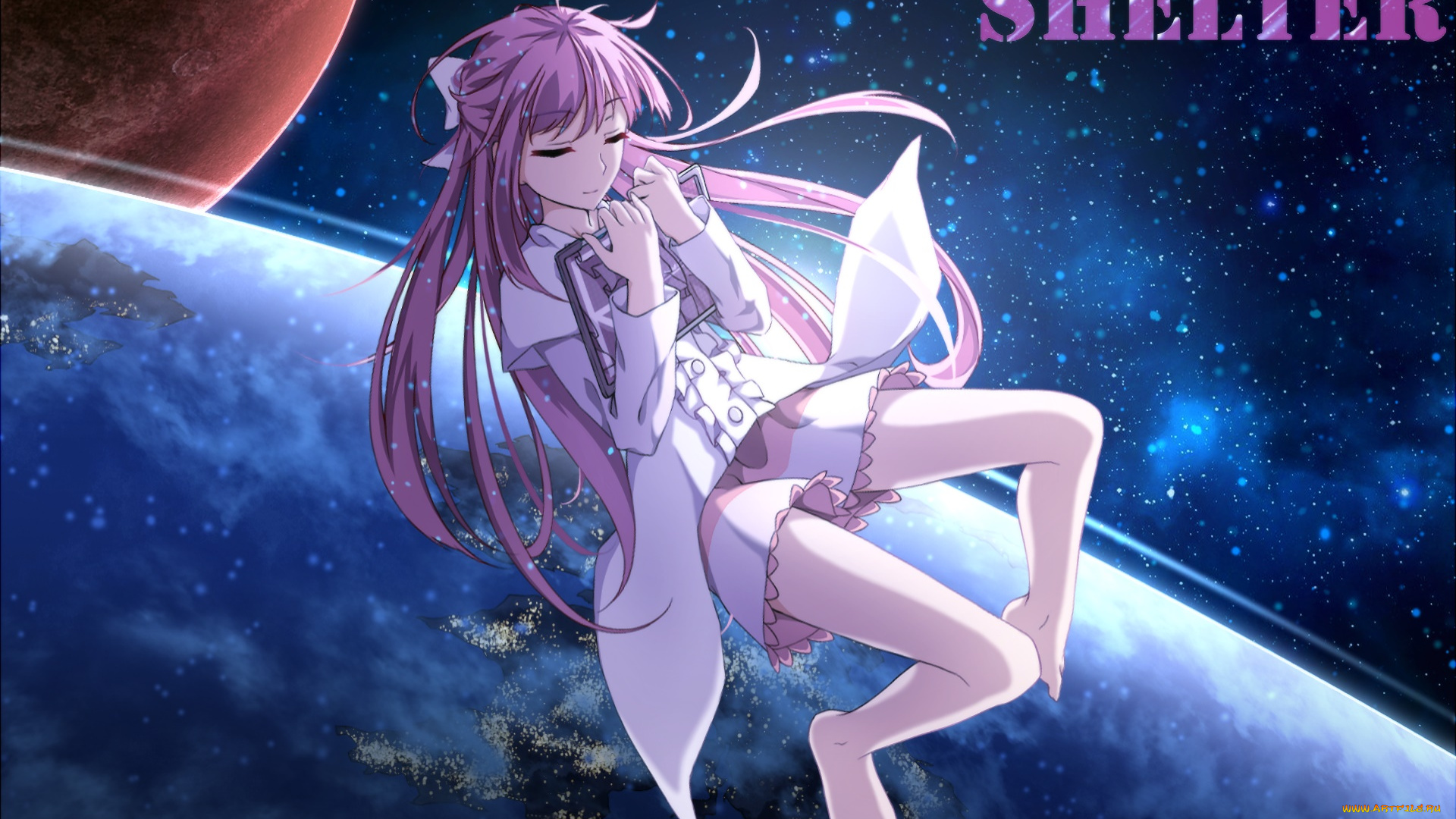 аниме, shelter, фон, девушка, взгляд