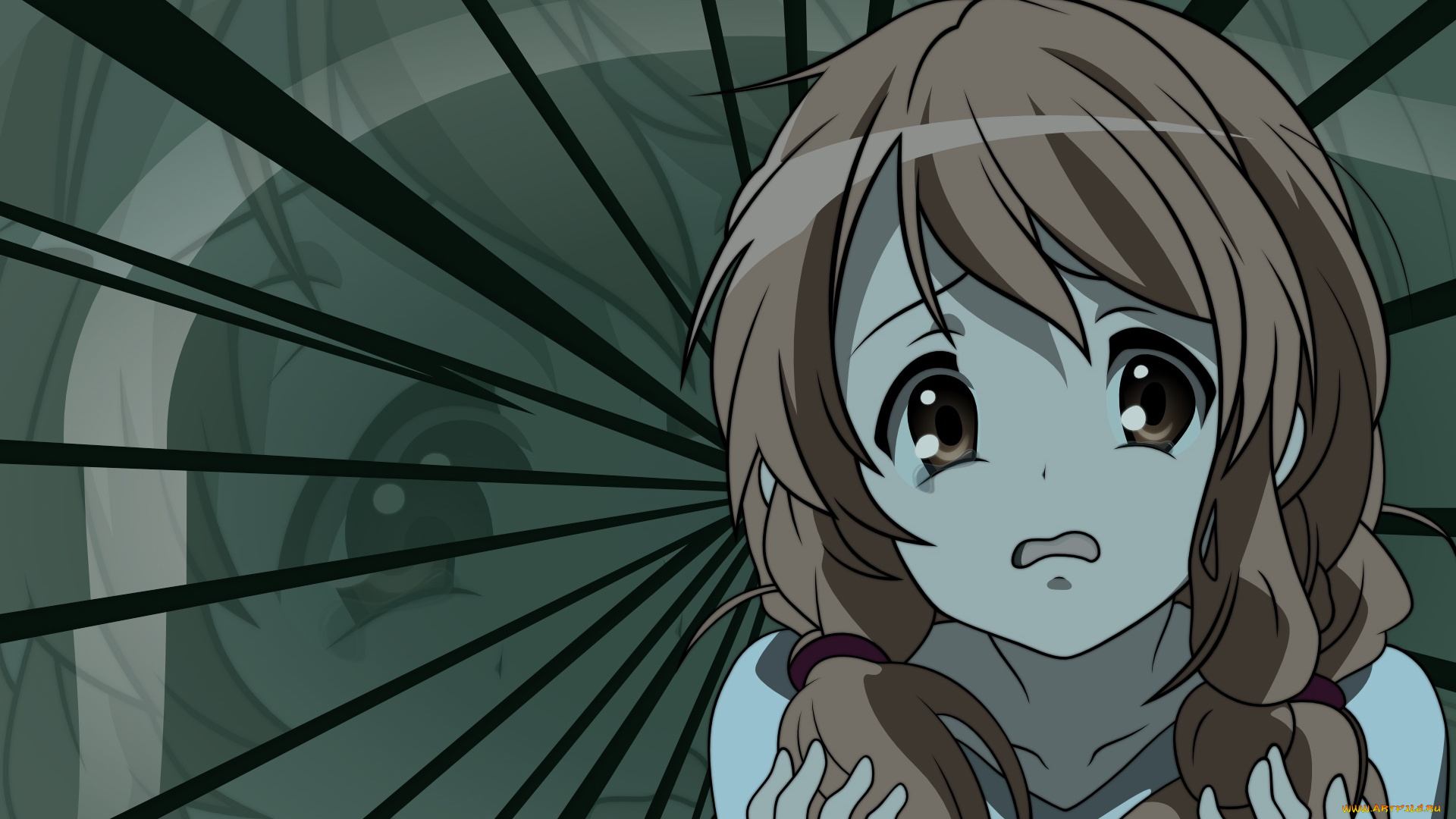 аниме, the, melancholy, of, haruhi, suzumiya, девушка, взгляд, фон