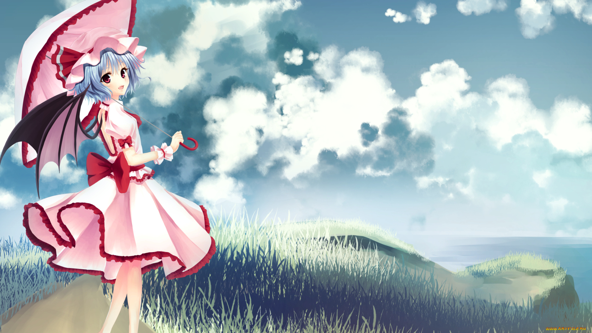 аниме, touhou, девушка, фон, взгляд