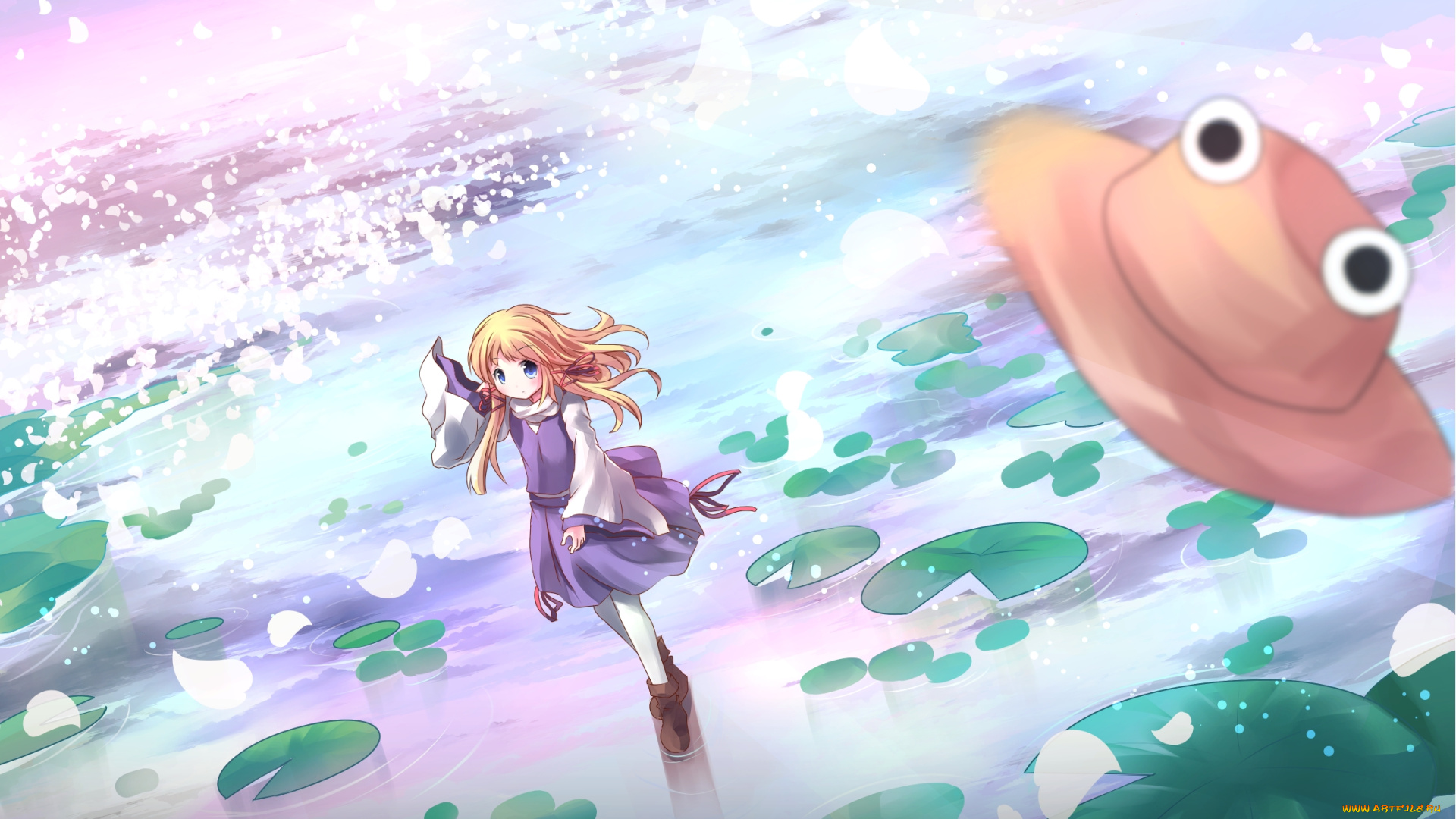 аниме, touhou, фон, взгляд, девушка