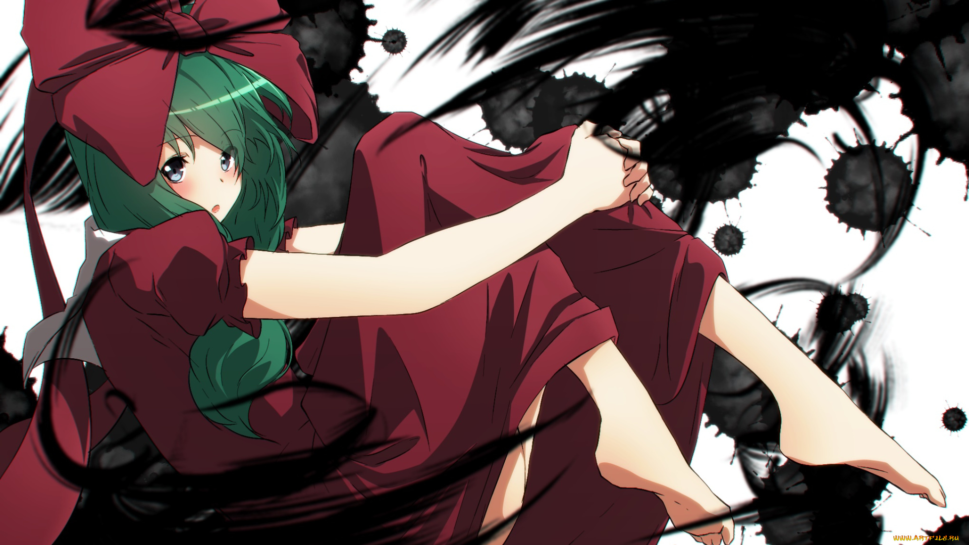 аниме, touhou, фон, взгляд, девушка