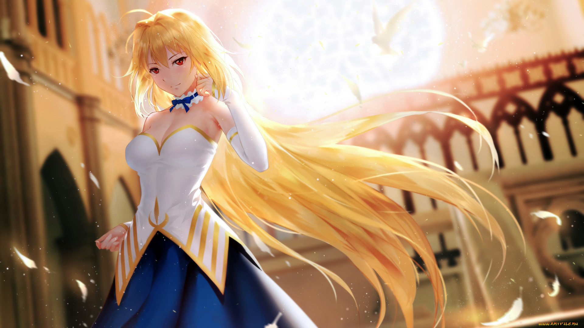 аниме, unknown, , другое, девушка, взгляд, фон