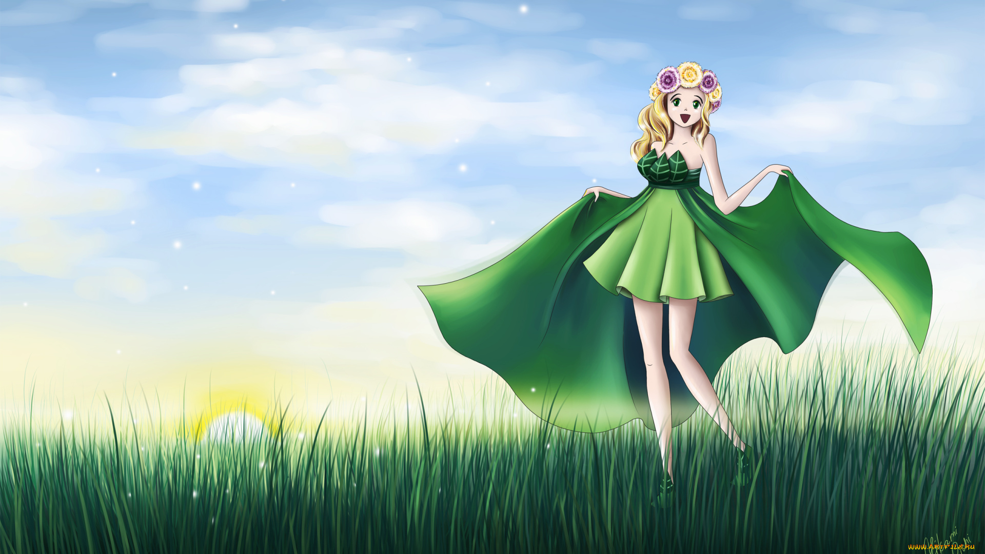 аниме, unknown, , другое, фон, взгляд, девушка