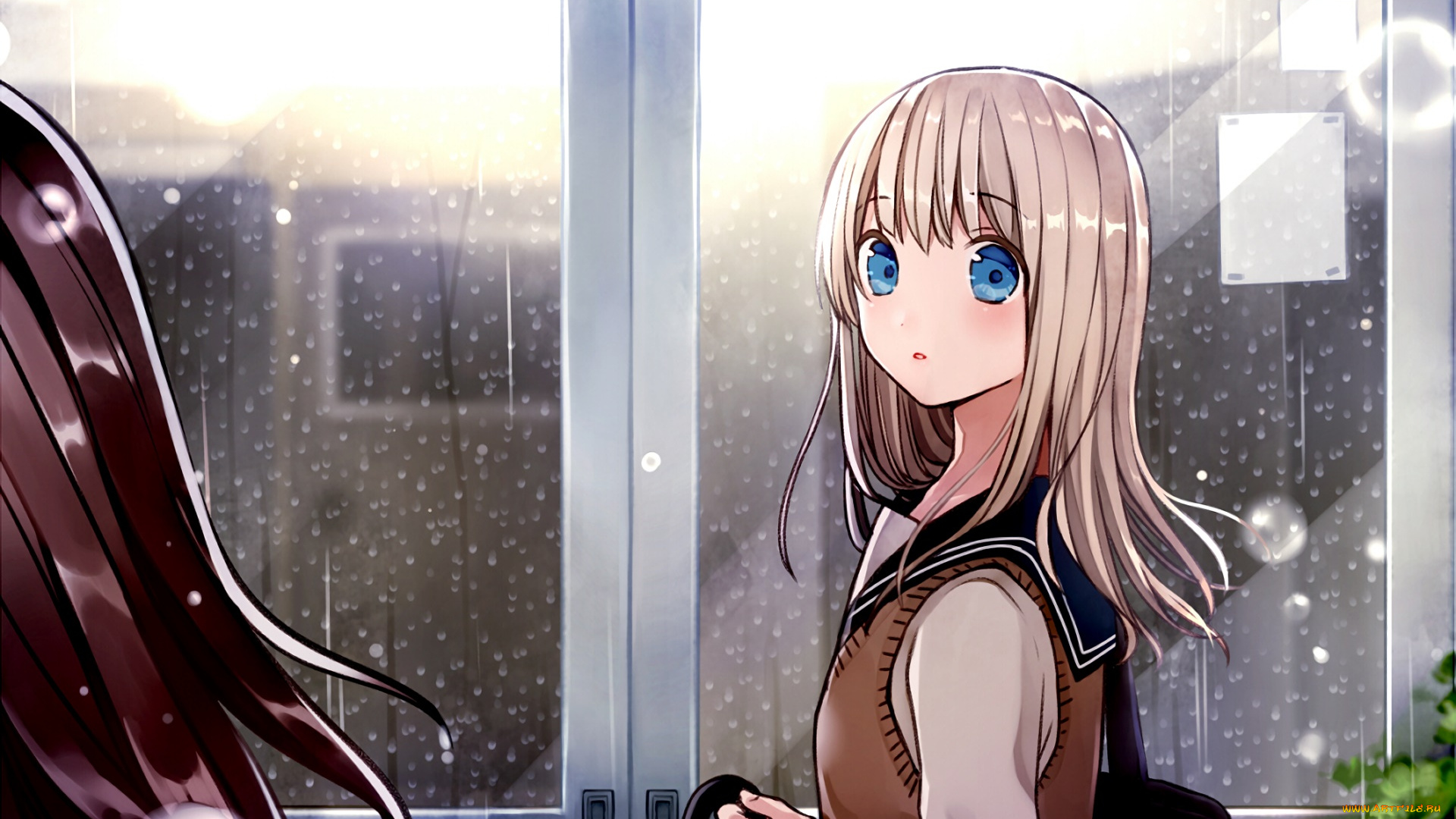 аниме, unknown, , другое, взгляд, девушка, фон