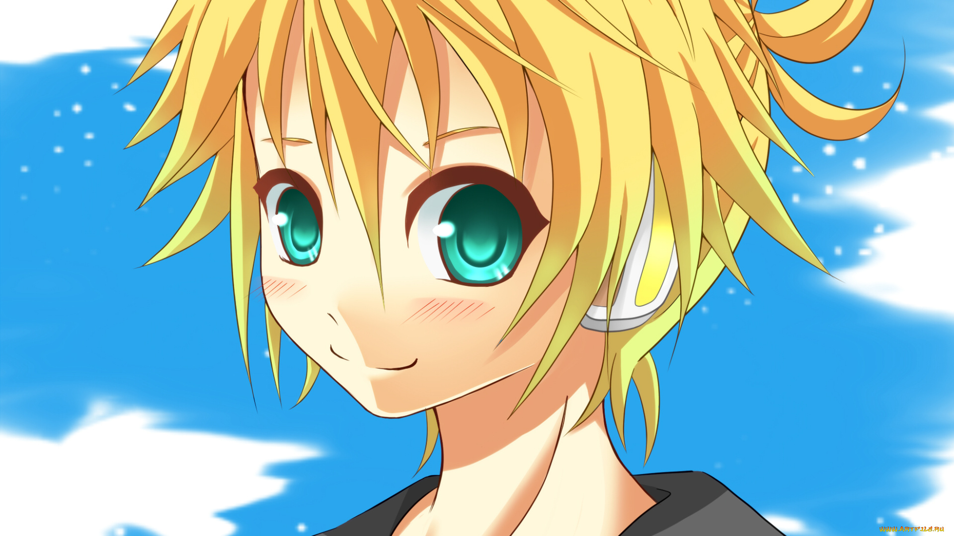 аниме, vocaloid, девушка, взгляд, фон