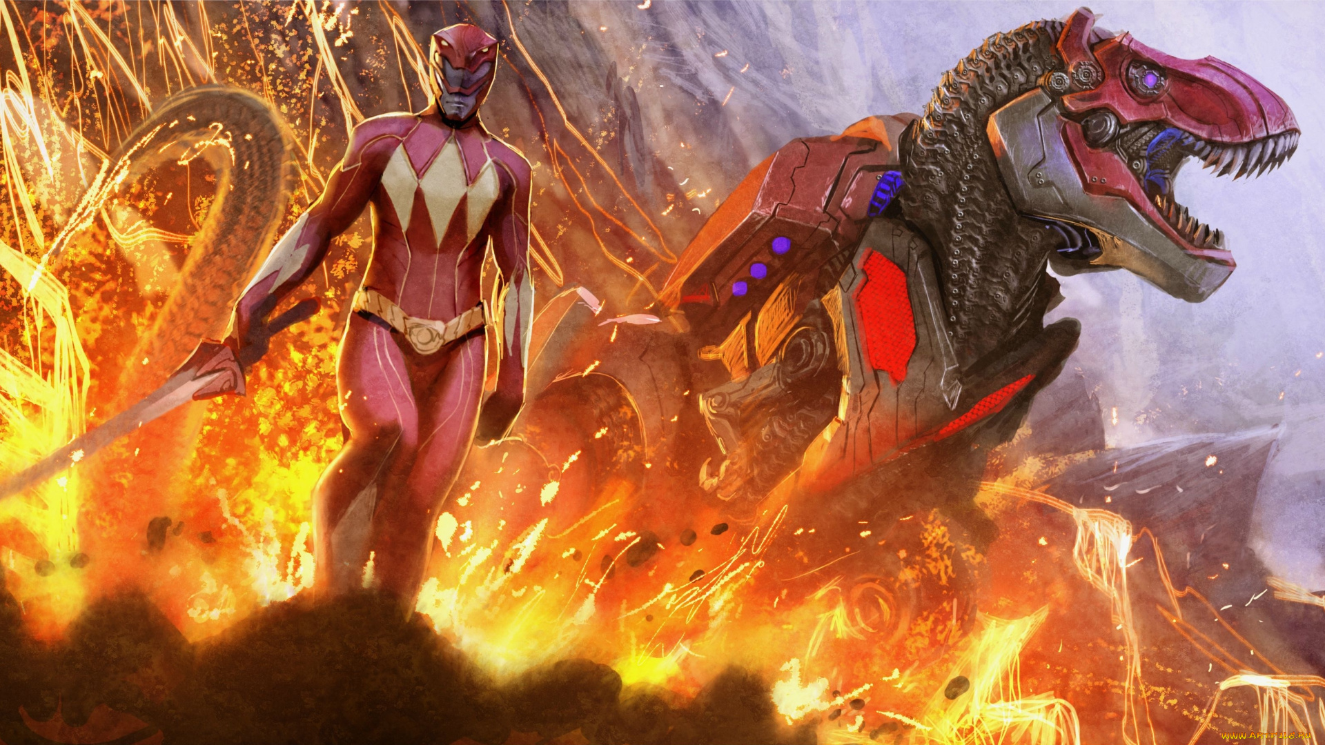 фэнтези, роботы, , киборги, , механизмы, могучие, рейнджеры, power, rangers, q-rex, red, ranger, красный, рейнджер