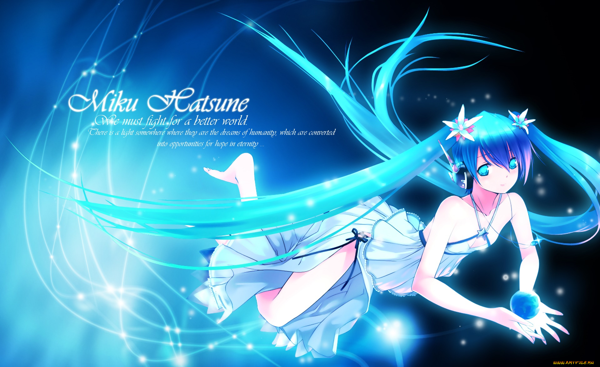 аниме, vocaloid, девушка, взгляд, фон