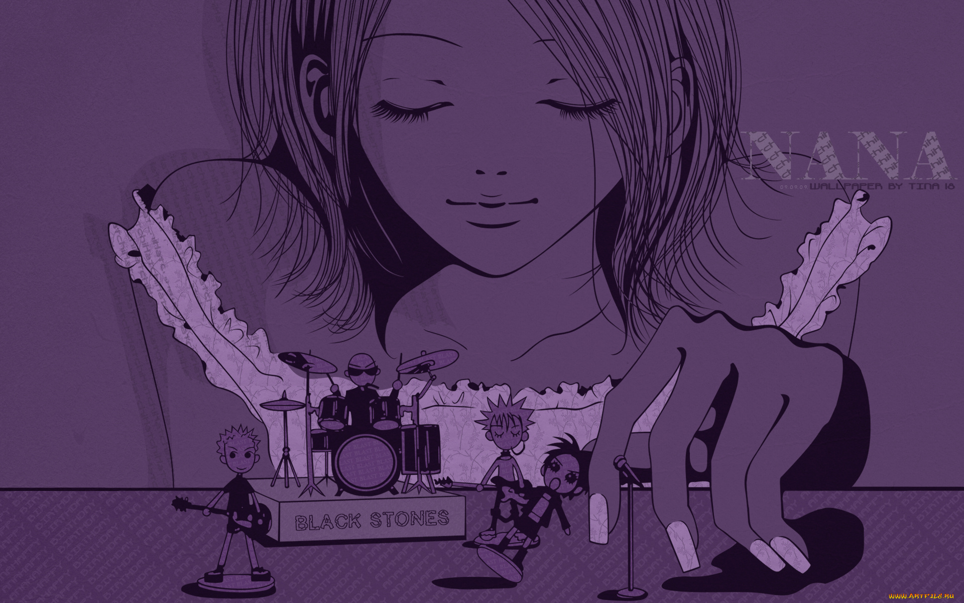 аниме, nana, взгляд, девушка, фон