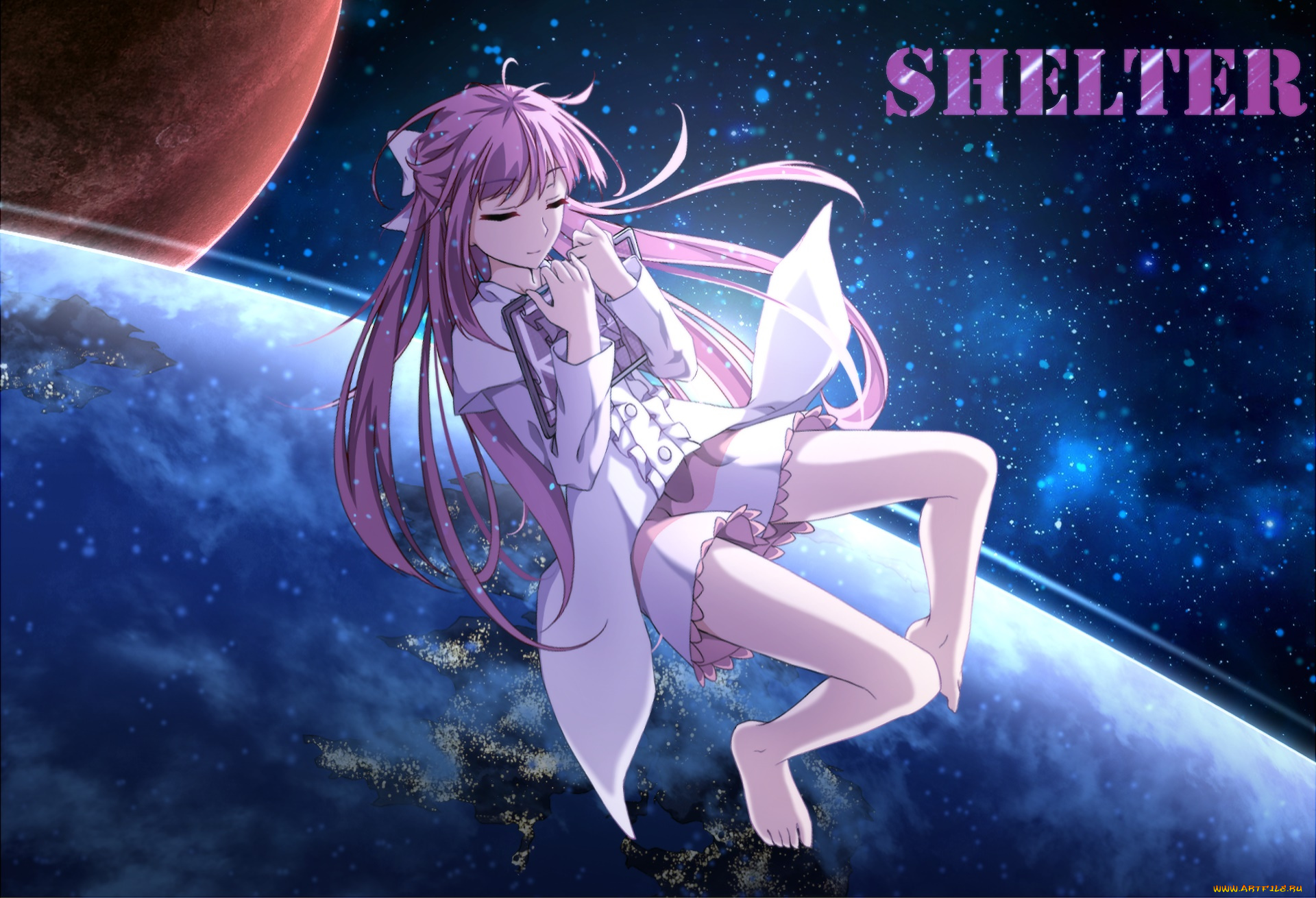 аниме, shelter, фон, девушка, взгляд