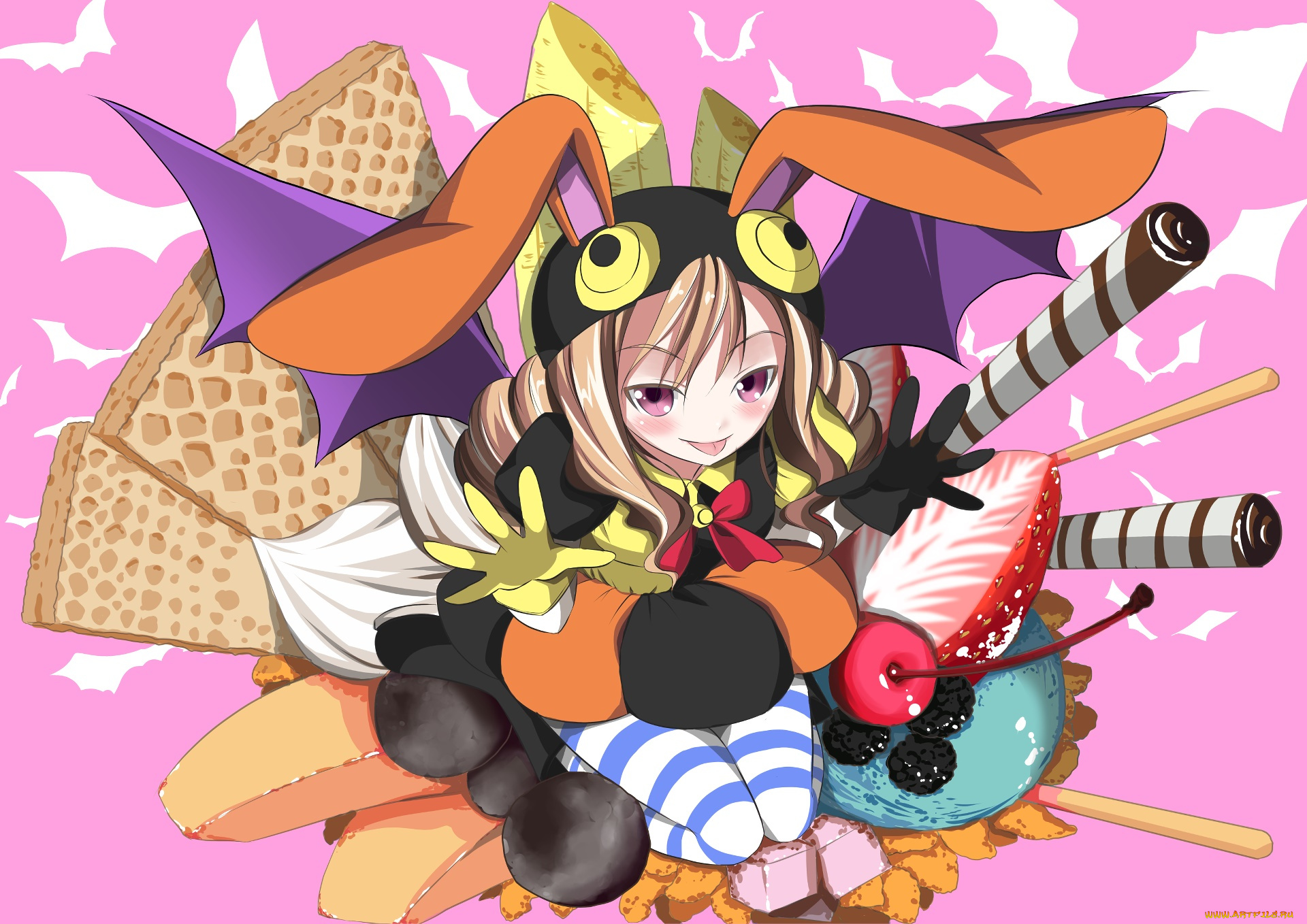 аниме, магия, , колдовство, , halloween, девушка, фон, взгляд