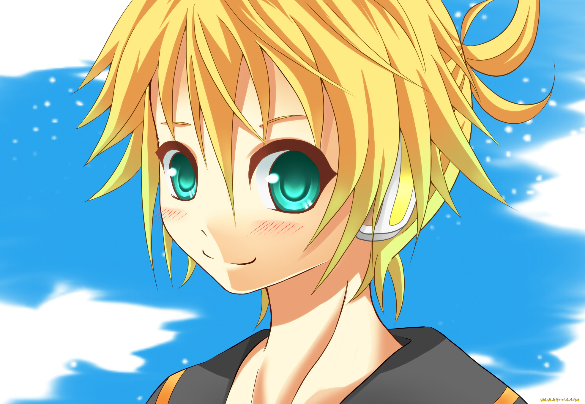 аниме, vocaloid, девушка, взгляд, фон