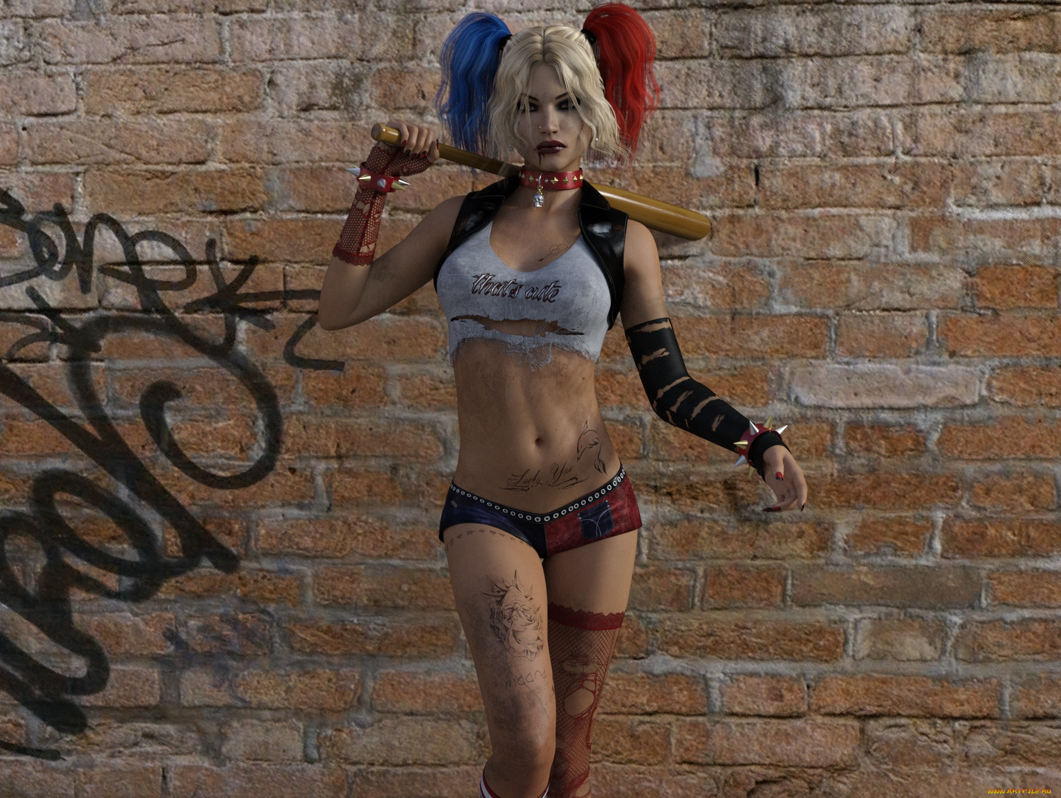 3д, графика, фантазия, , fantasy, бита, фон, взгляд, девушка