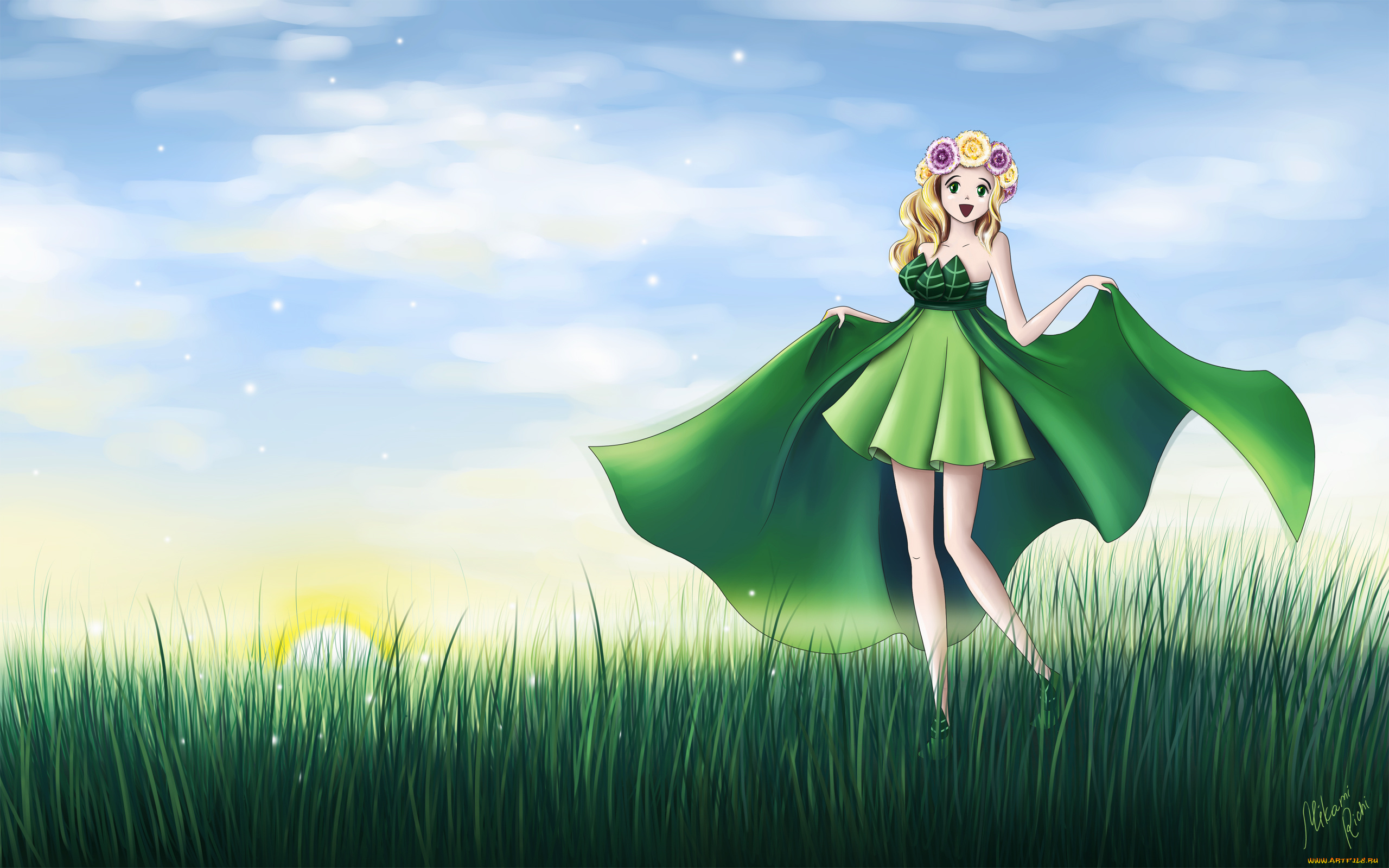 аниме, unknown, , другое, фон, взгляд, девушка