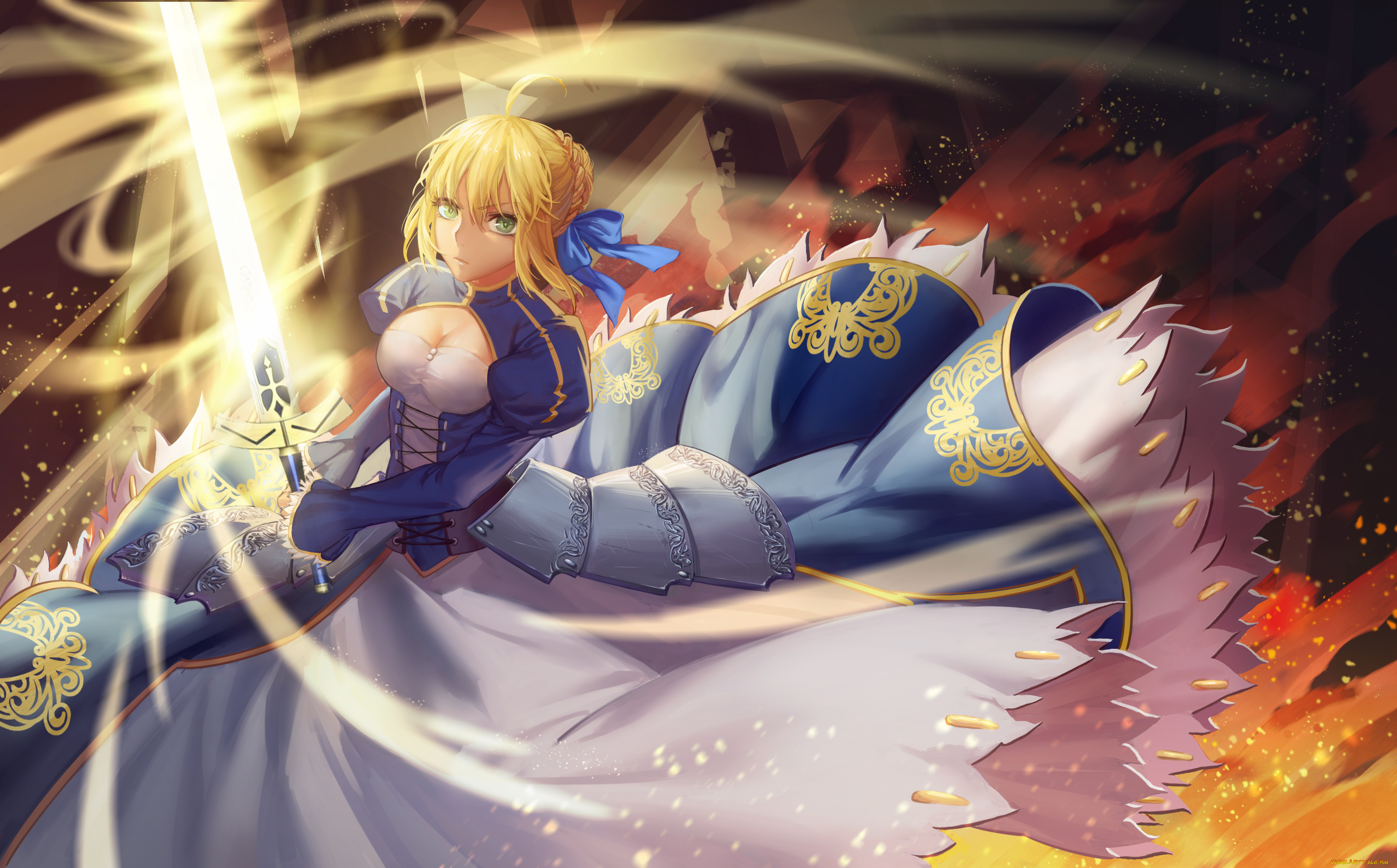 аниме, fate, stay, night, saber
