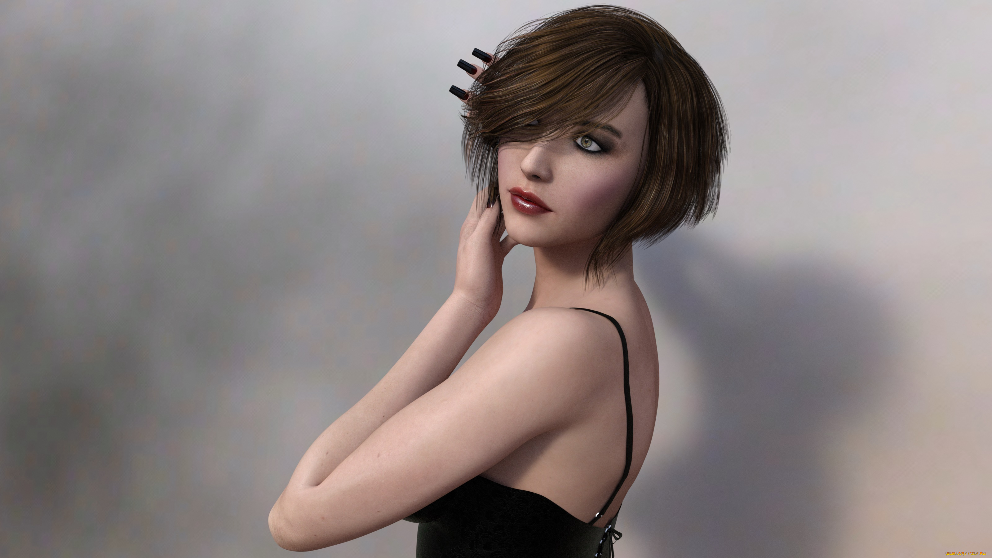 3д, графика, люди, , people, девушка, взгляд, фон