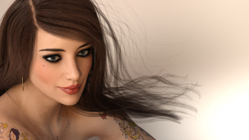 Картинка 3д+графика портрет+ portraits девушка фон взгляд