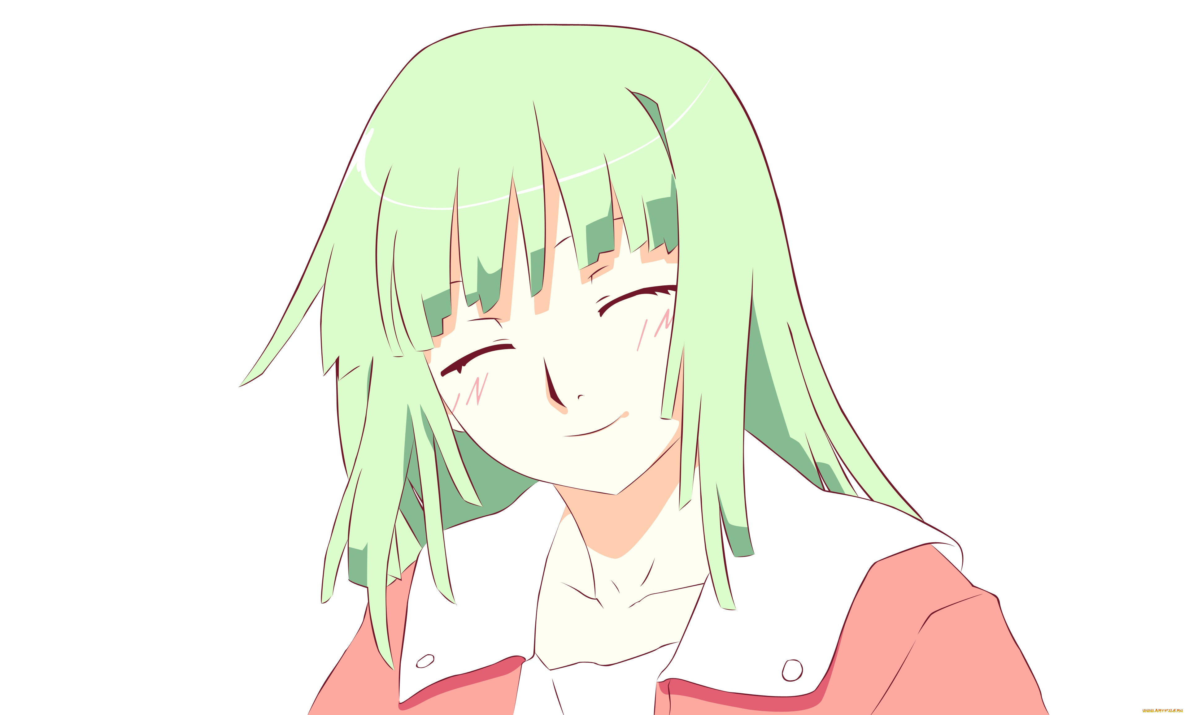 аниме, bakemonogatari, девушка, взгляд, фон