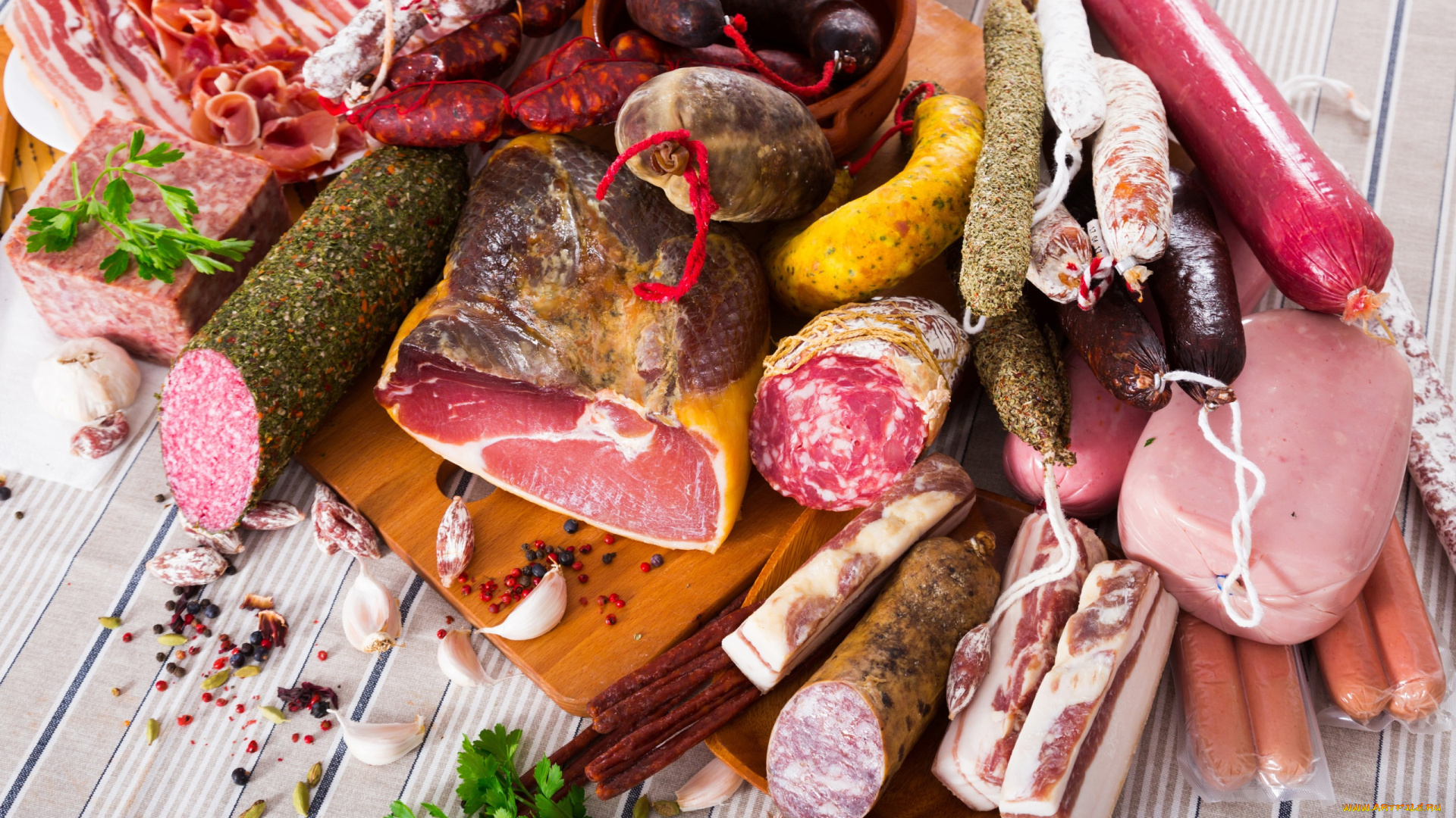 еда, колбасные, изделия, ассорти, колбаса