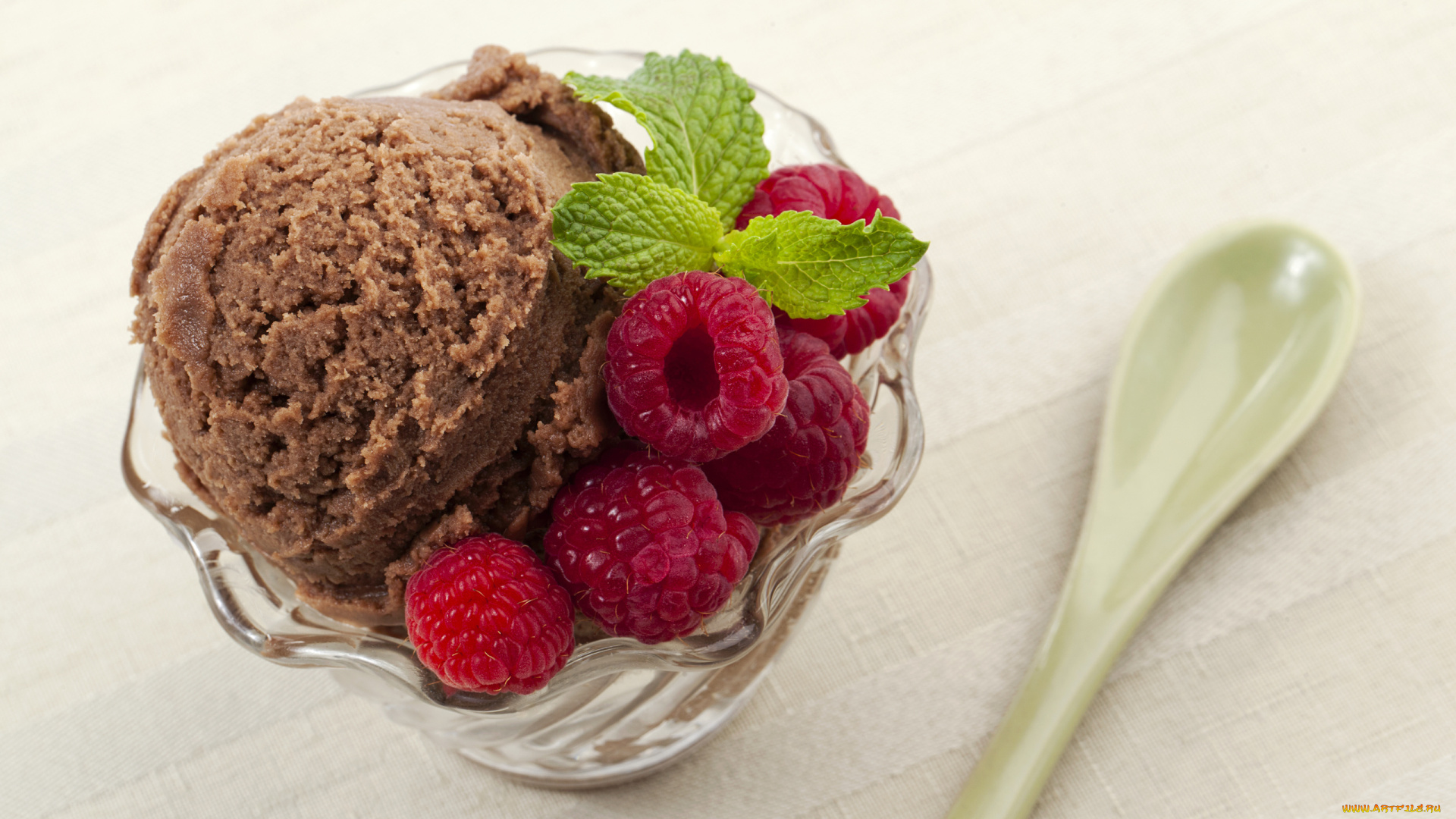 еда, мороженое, , десерты, малина, мята, шоколадное