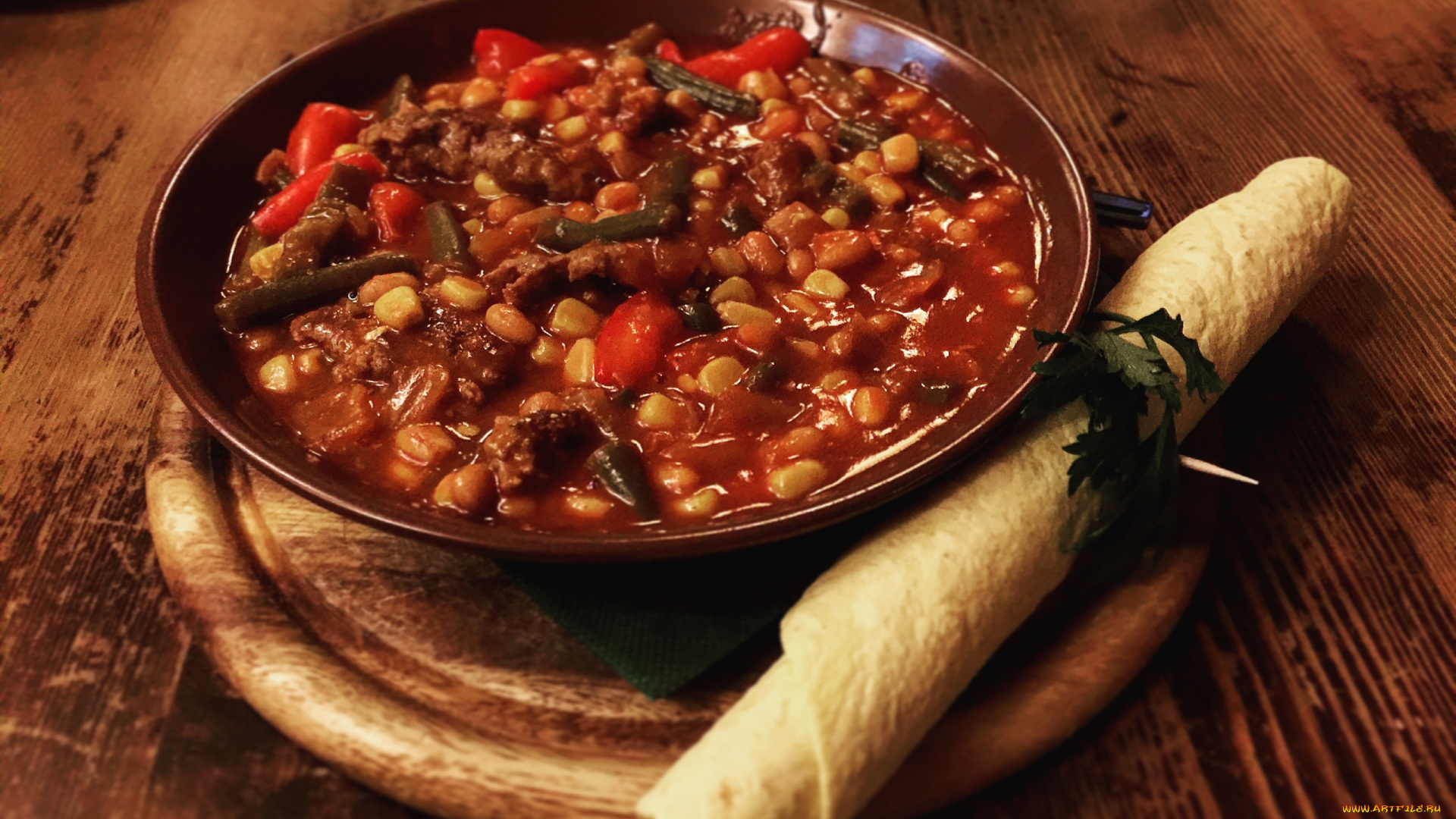 еда, вторые, блюда, лепешка, овощи, рагу, фасоль