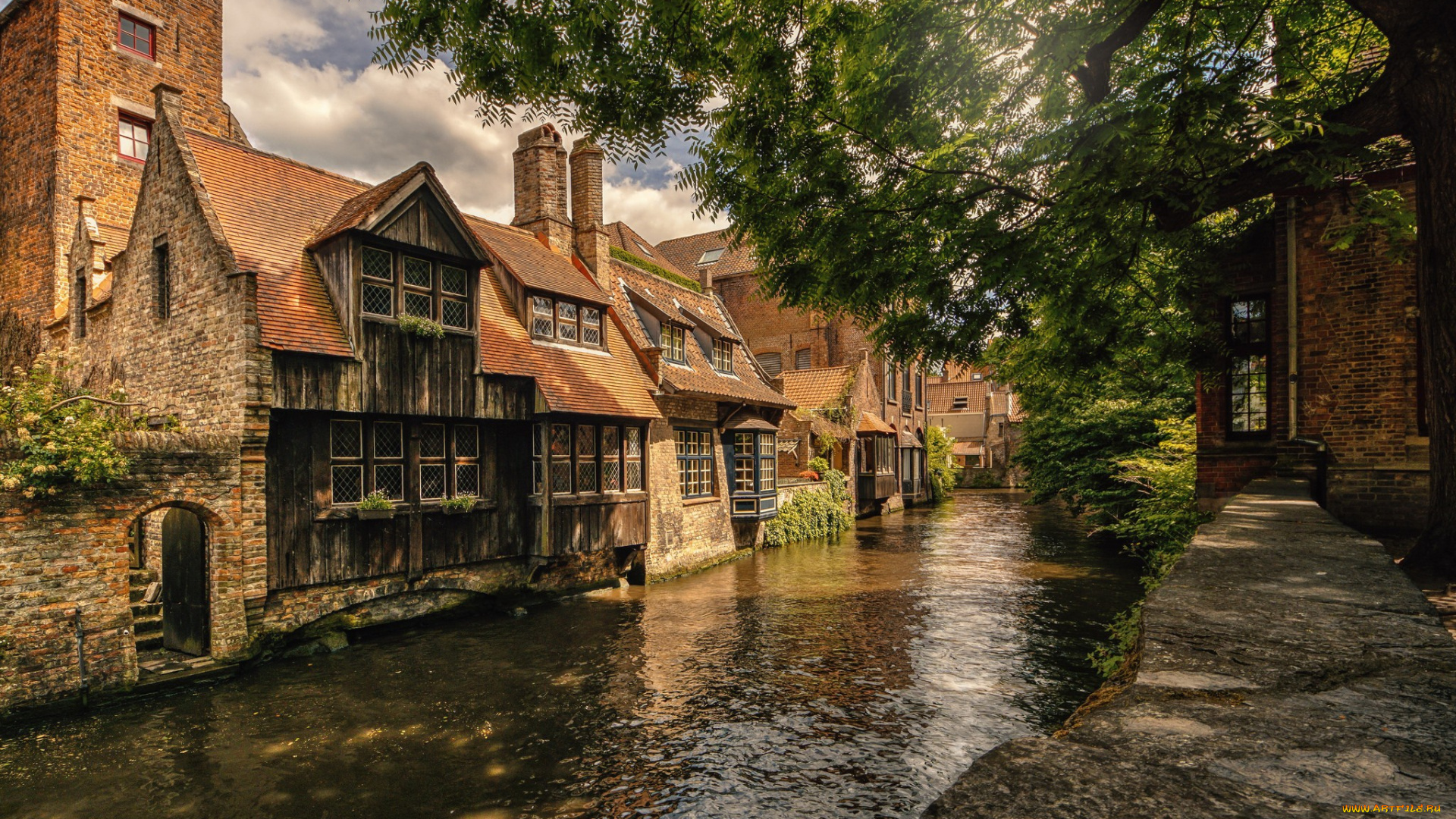 города, брюгге, , бельгия, брюгге, река
