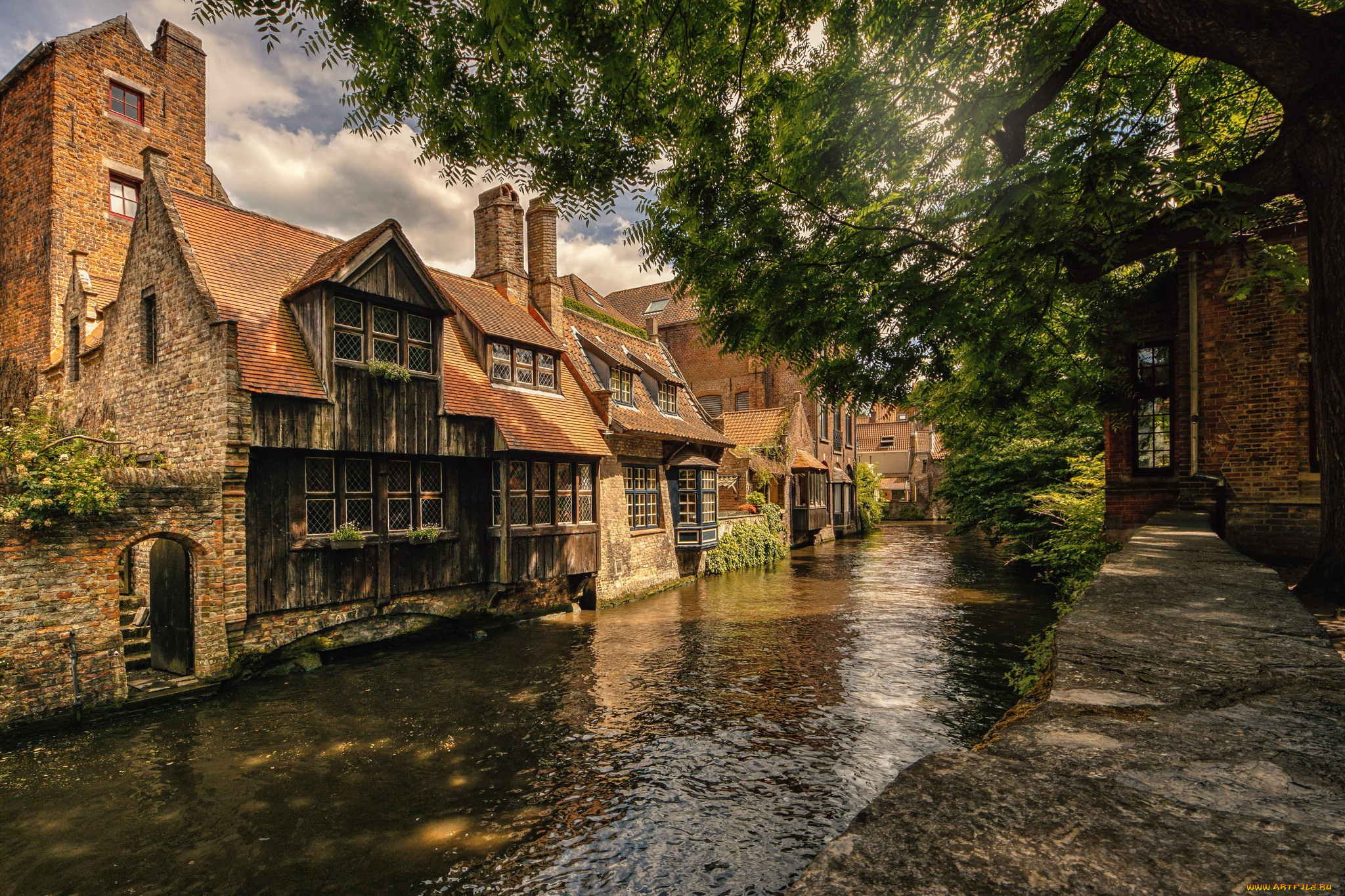 города, брюгге, , бельгия, брюгге, река