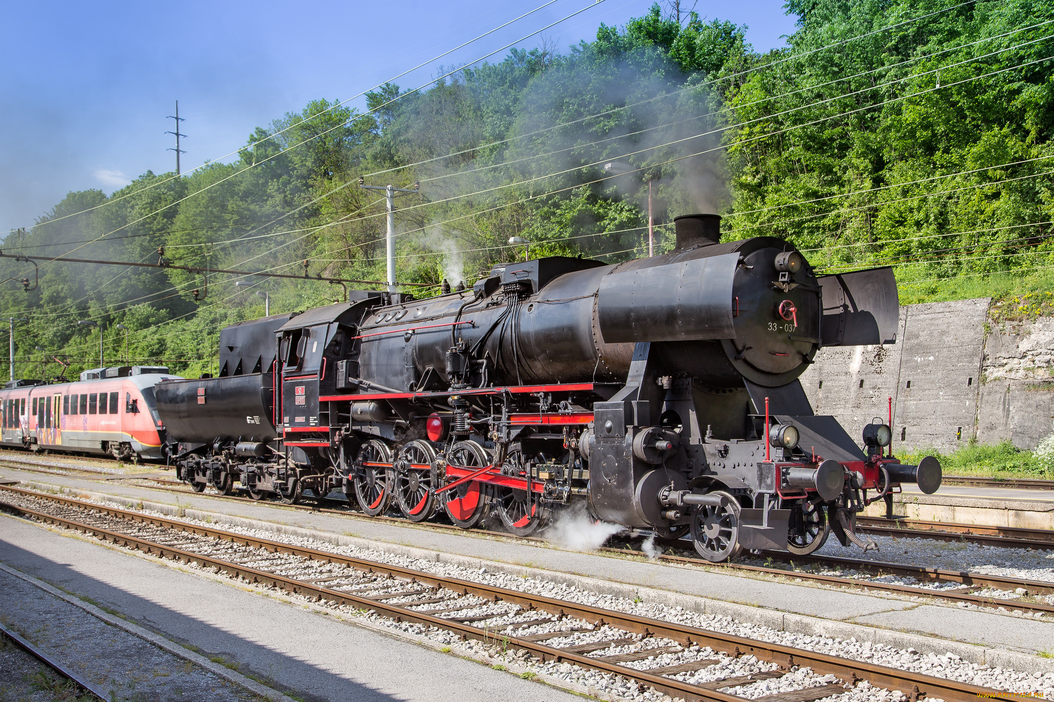 техника, паровозы, локомотив, состав