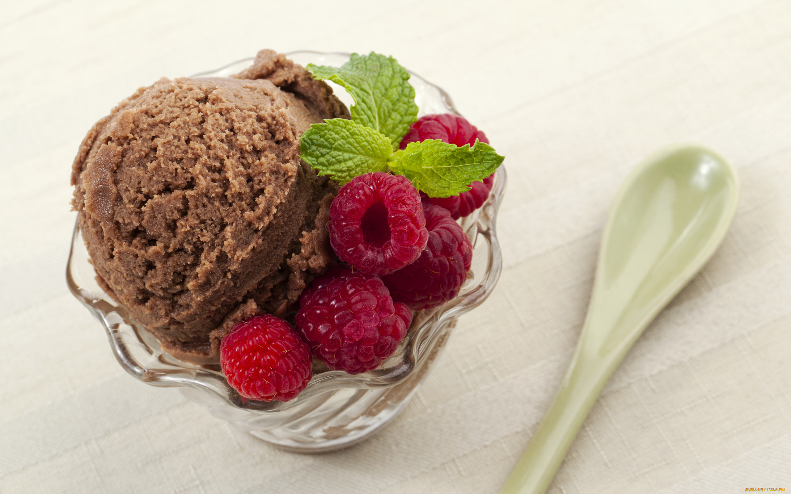 еда, мороженое, , десерты, малина, мята, шоколадное