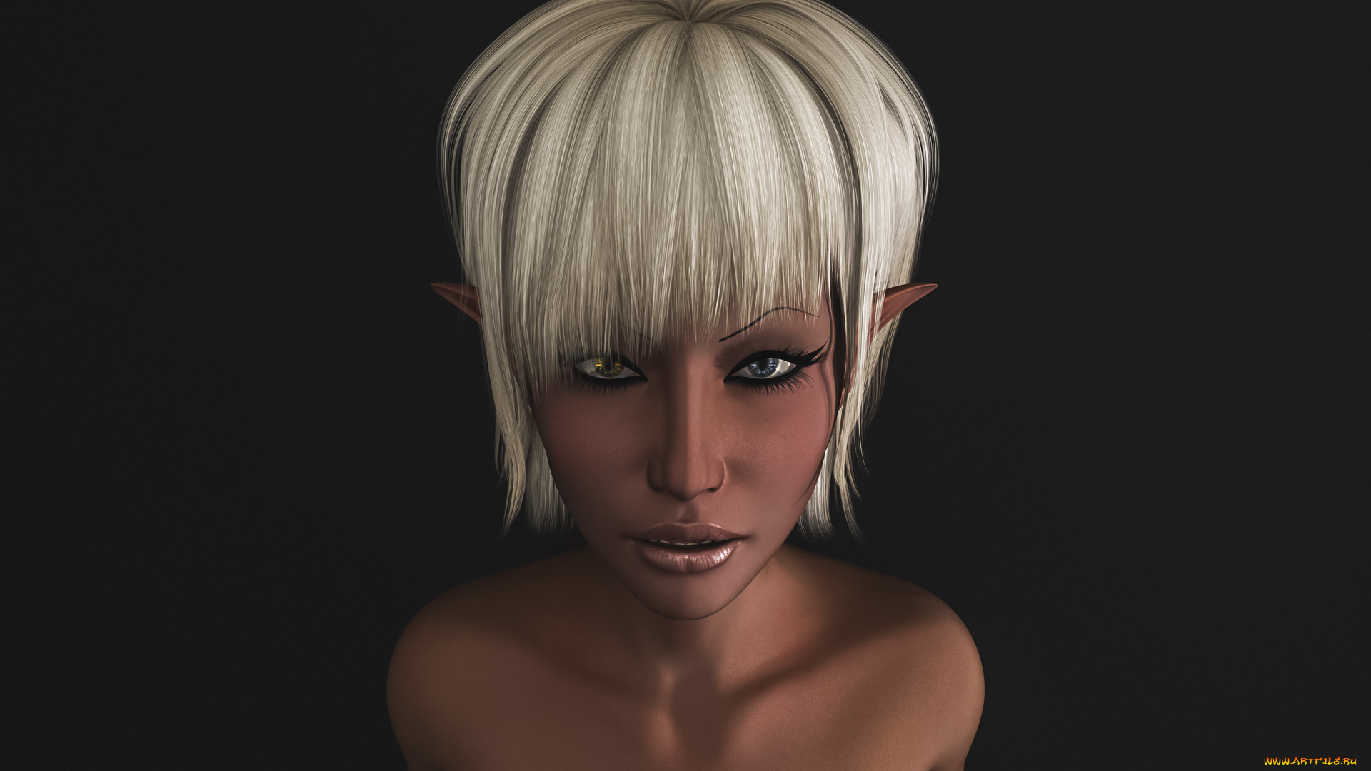 3д, графика, эльфы, , elves, взгляд, фон, эльфийка