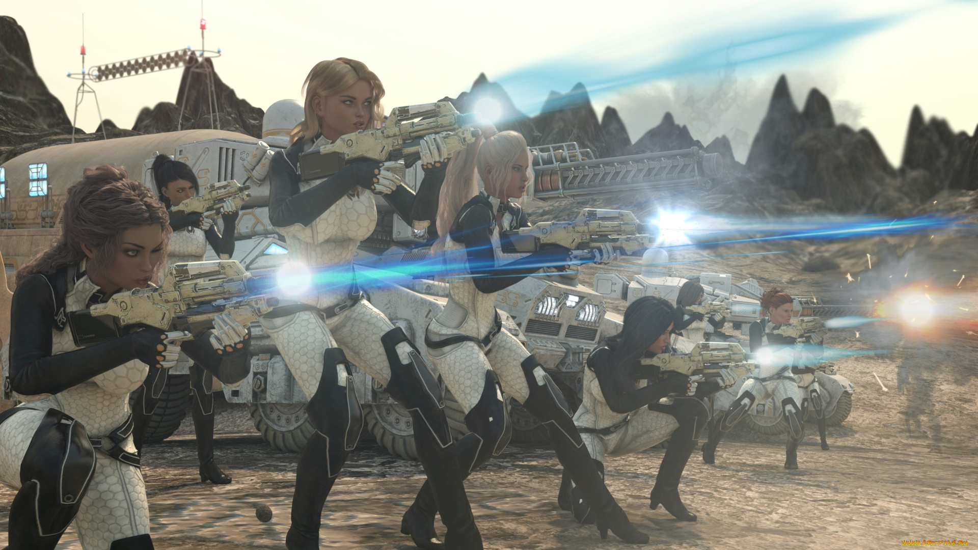 3д, графика, фантазия, , fantasy, девушки, взгляд, фон