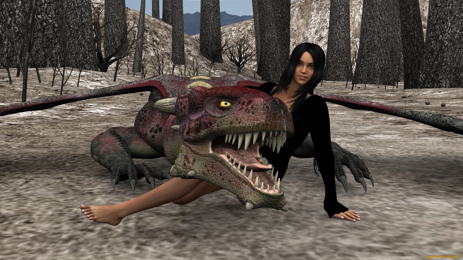 3д, графика, фантазия, , fantasy, фон, взгляд, девушка