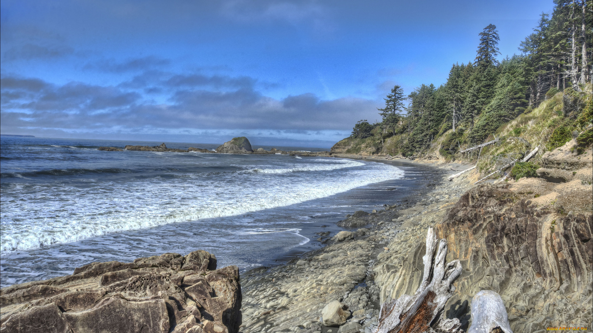 природа, побережье, простор