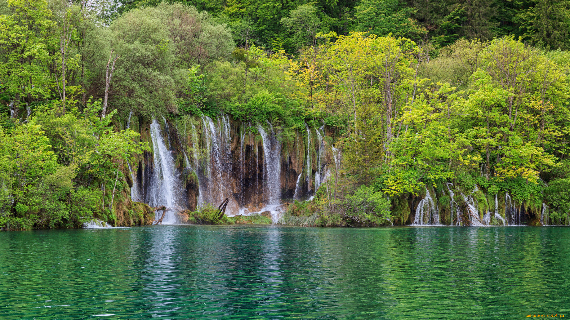 природа, водопады, река, лес