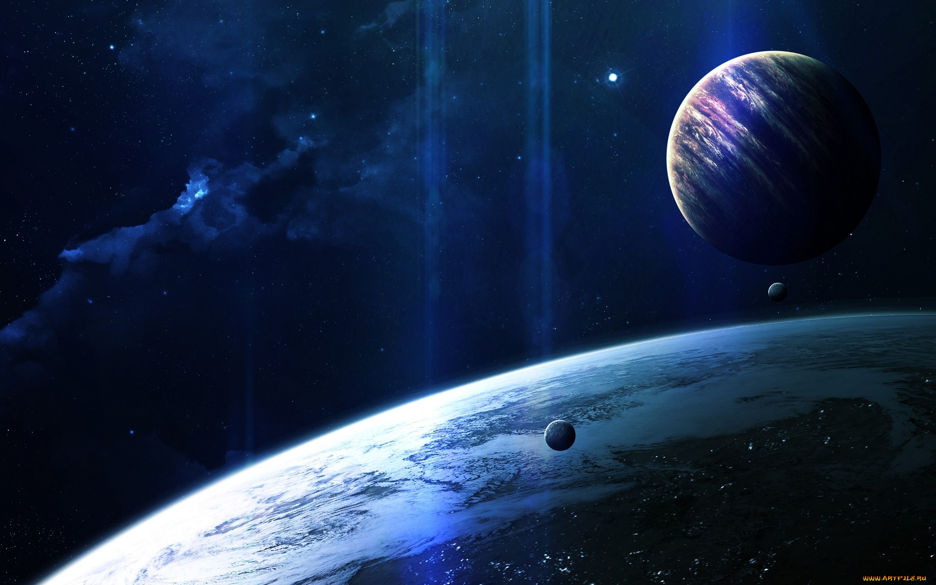 космос, арт, планеты, звезды, галактики, вселенная