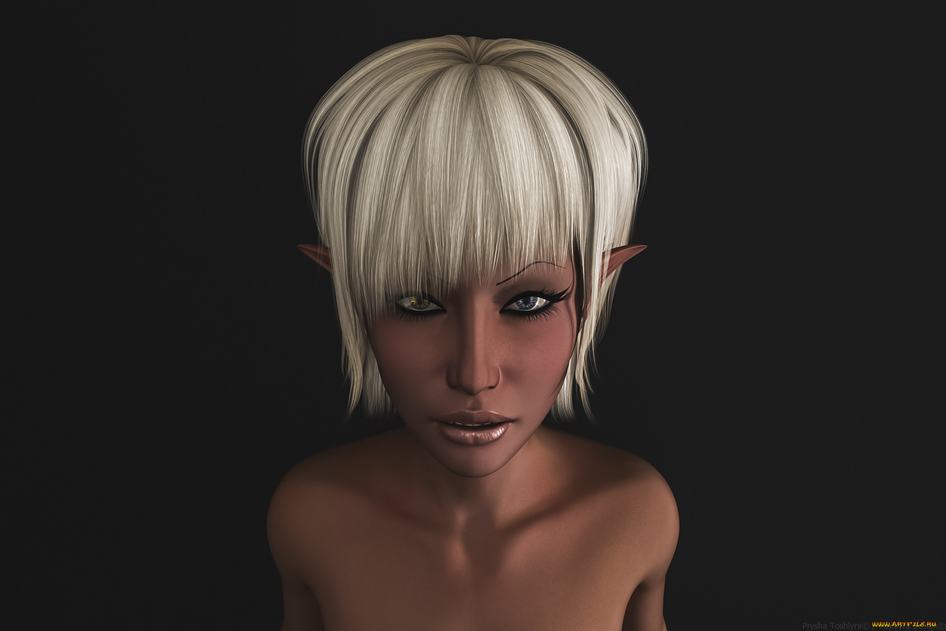 3д, графика, эльфы, , elves, взгляд, фон, эльфийка