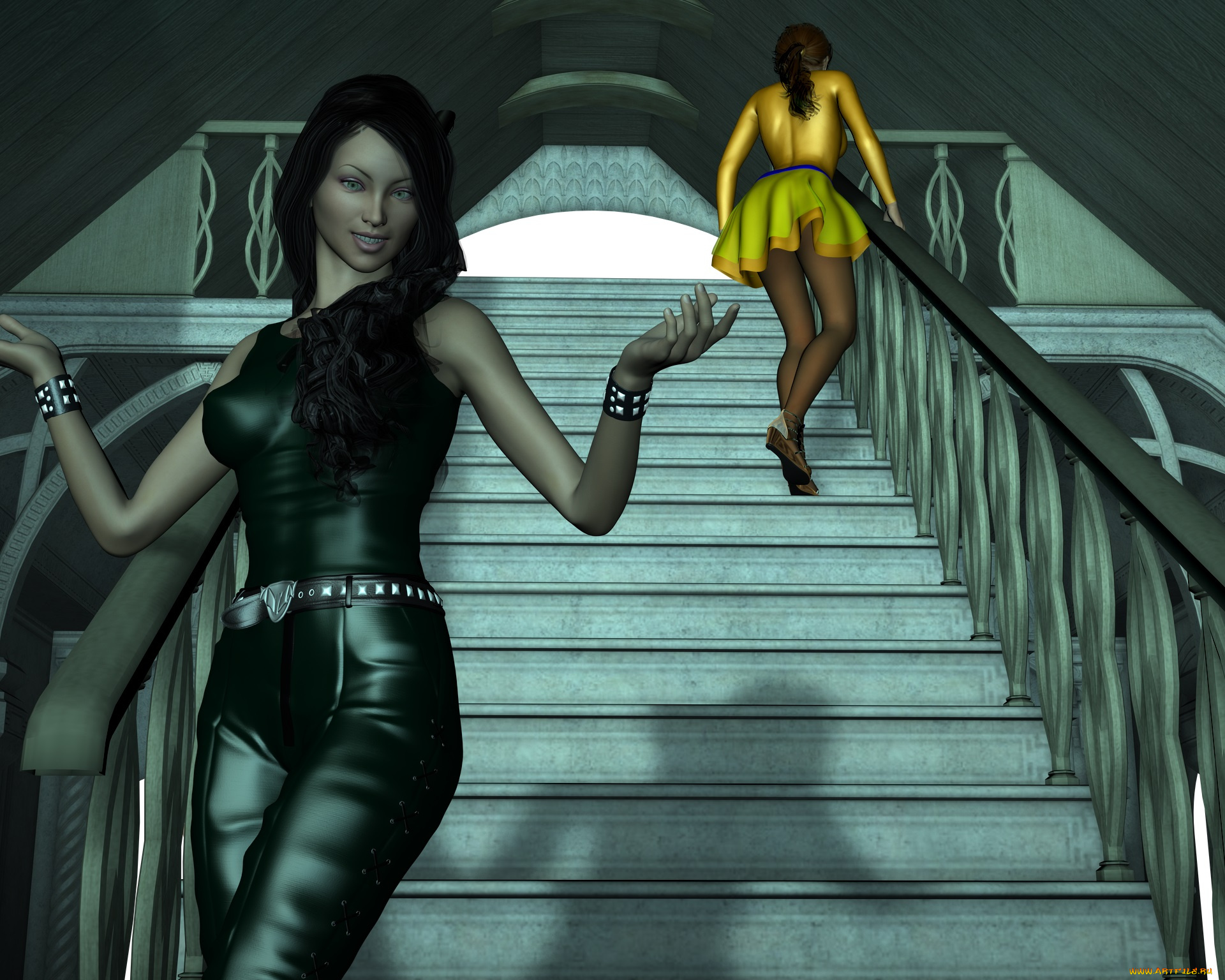 3д, графика, люди, , people, девушки, взгляд, фон