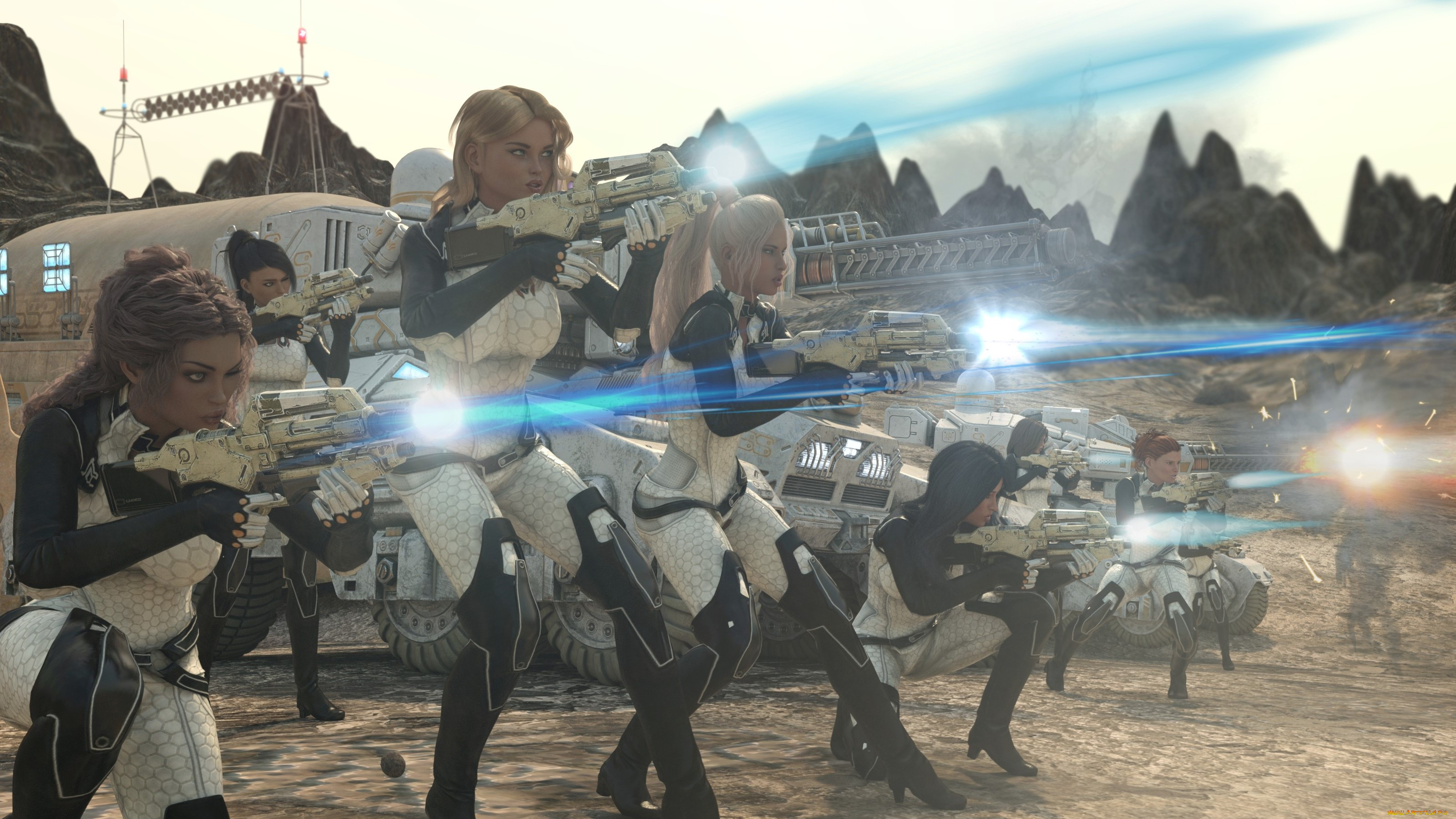 3д, графика, фантазия, , fantasy, девушки, взгляд, фон