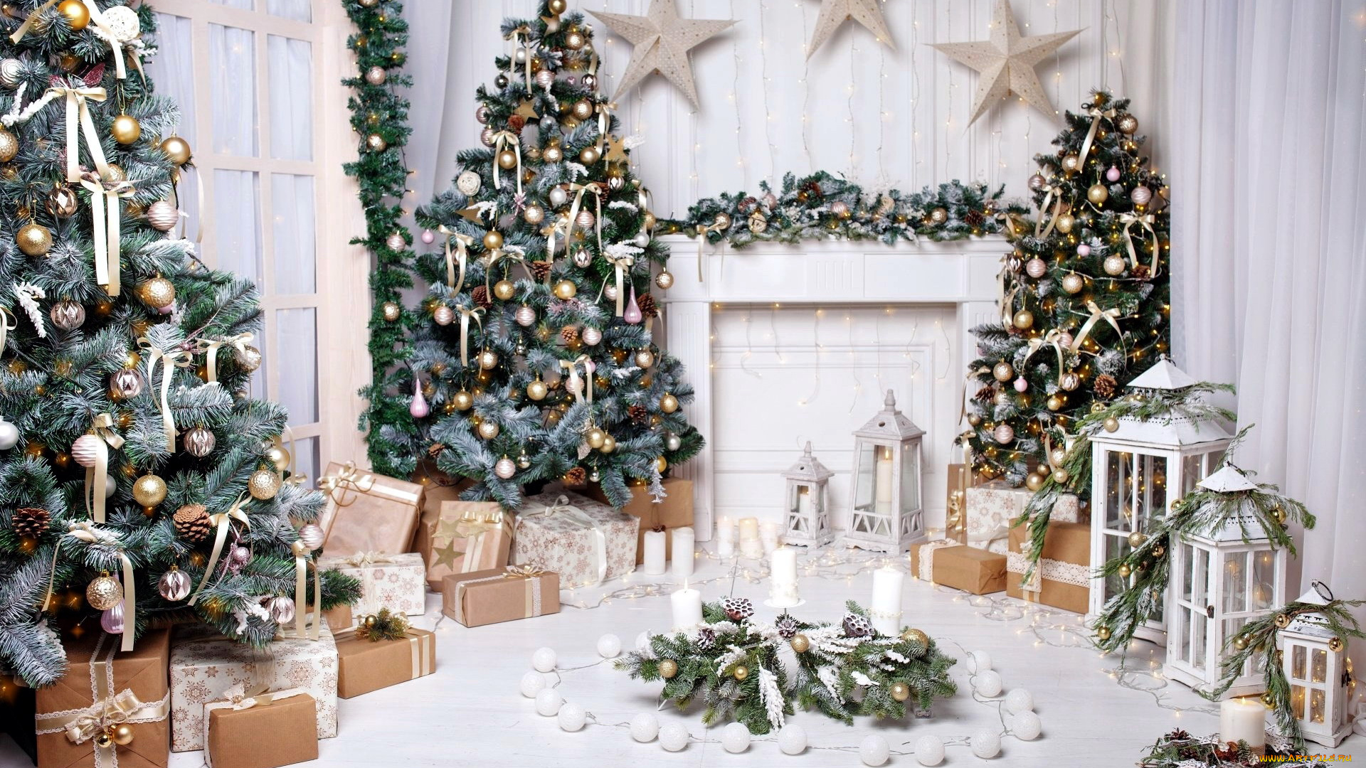 праздничные, ёлки, подарки, елки, свечи